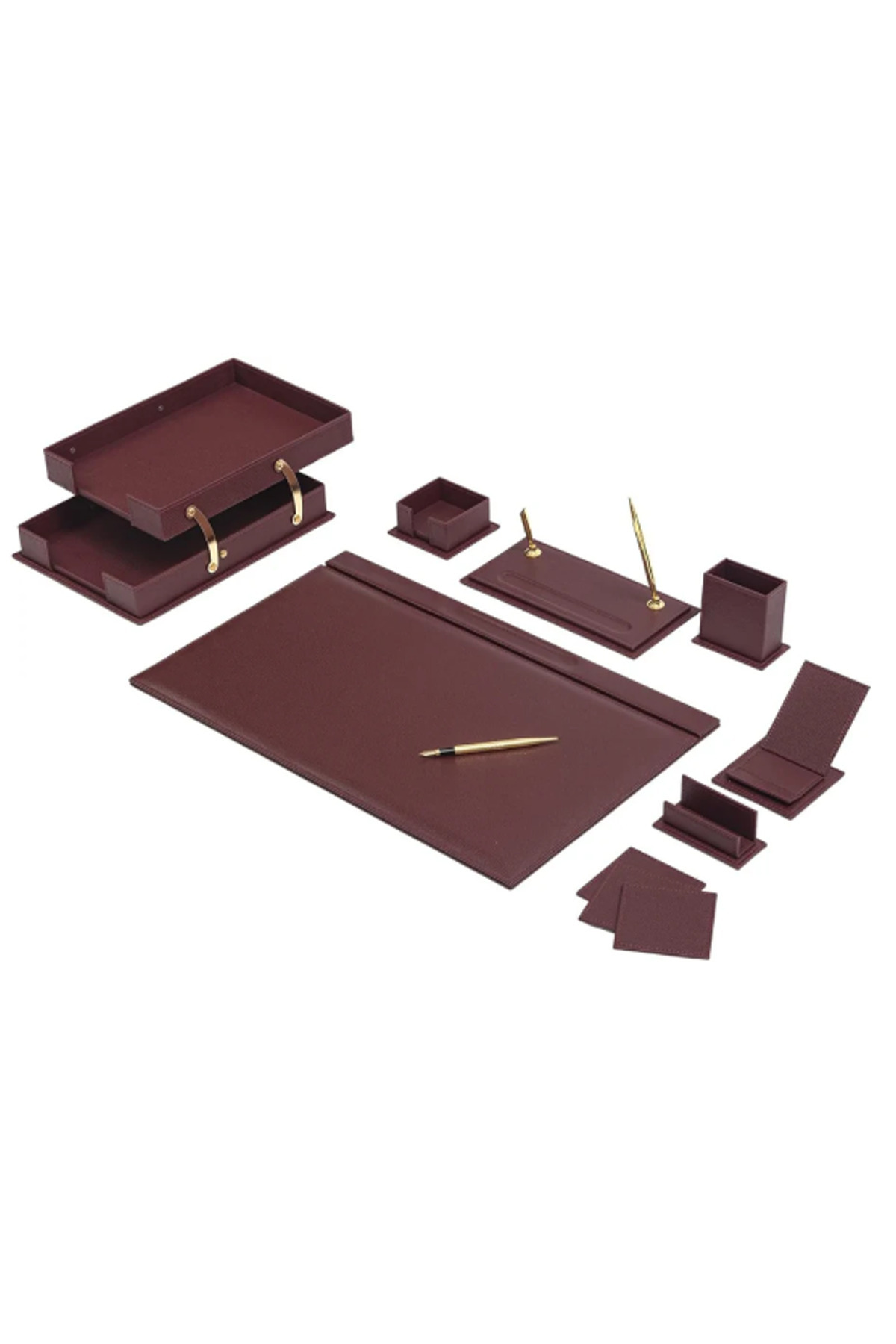 Güner Ofis Lüks Deri Sümen Takımı 12 Parça Ofis ve Makam Masası Seti