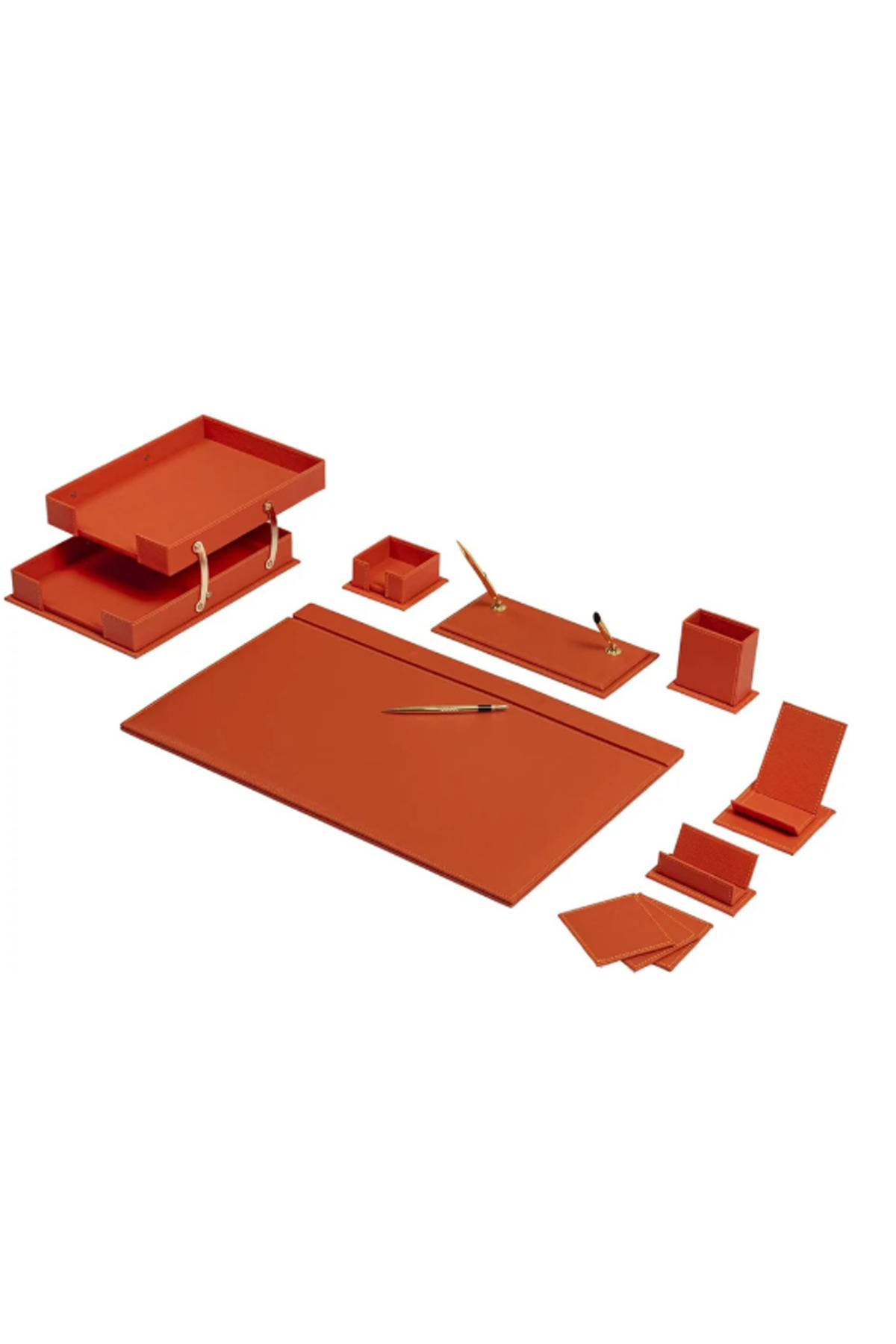 Güner Ofis Lüks Deri Sümen Takımı 12 Parça Ofis ve Makam Masası Seti