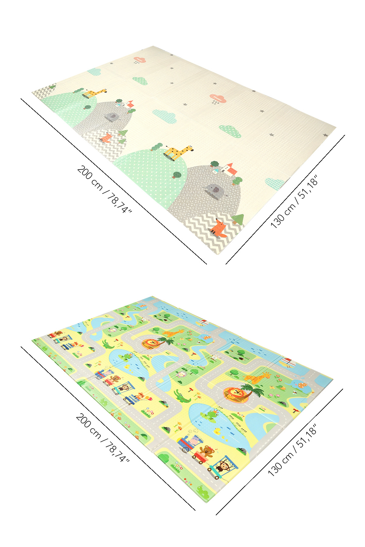Meleni Baby Çift Taraflı Çocuk Halısı - Katlanabilir Orman ve Hayvan Desenli Bebek Çocuk Oyun Matı 130x200 cm fotoğrafı 4 (önizleme)