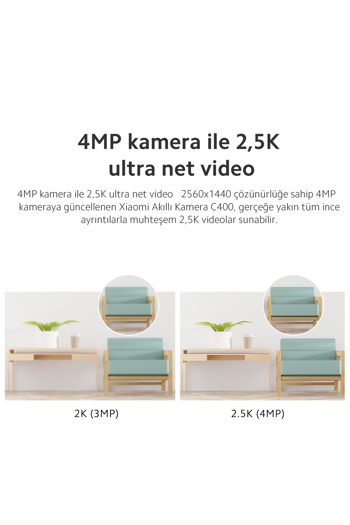 Xiaomi Smart Camera C400 2.5k 360 Akıllı Güvenlik Kamerası (Xiaomi Türkiye Garantili) fotoğrafı 3 (önizleme)