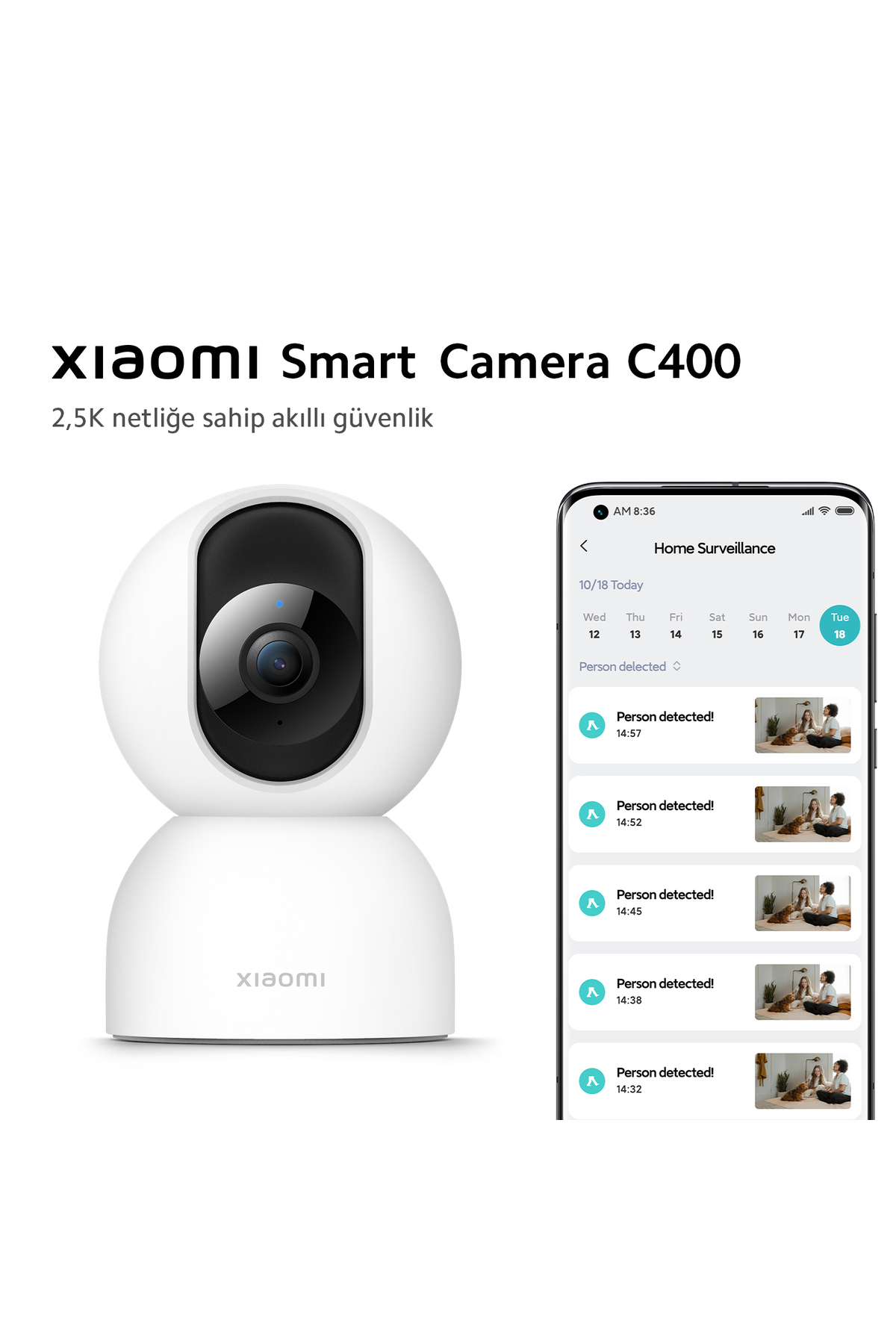 Xiaomi Smart Camera C400 2.5k 360 Akıllı Güvenlik Kamerası (Xiaomi Türkiye Garantili) fotoğrafı 2 (önizleme)
