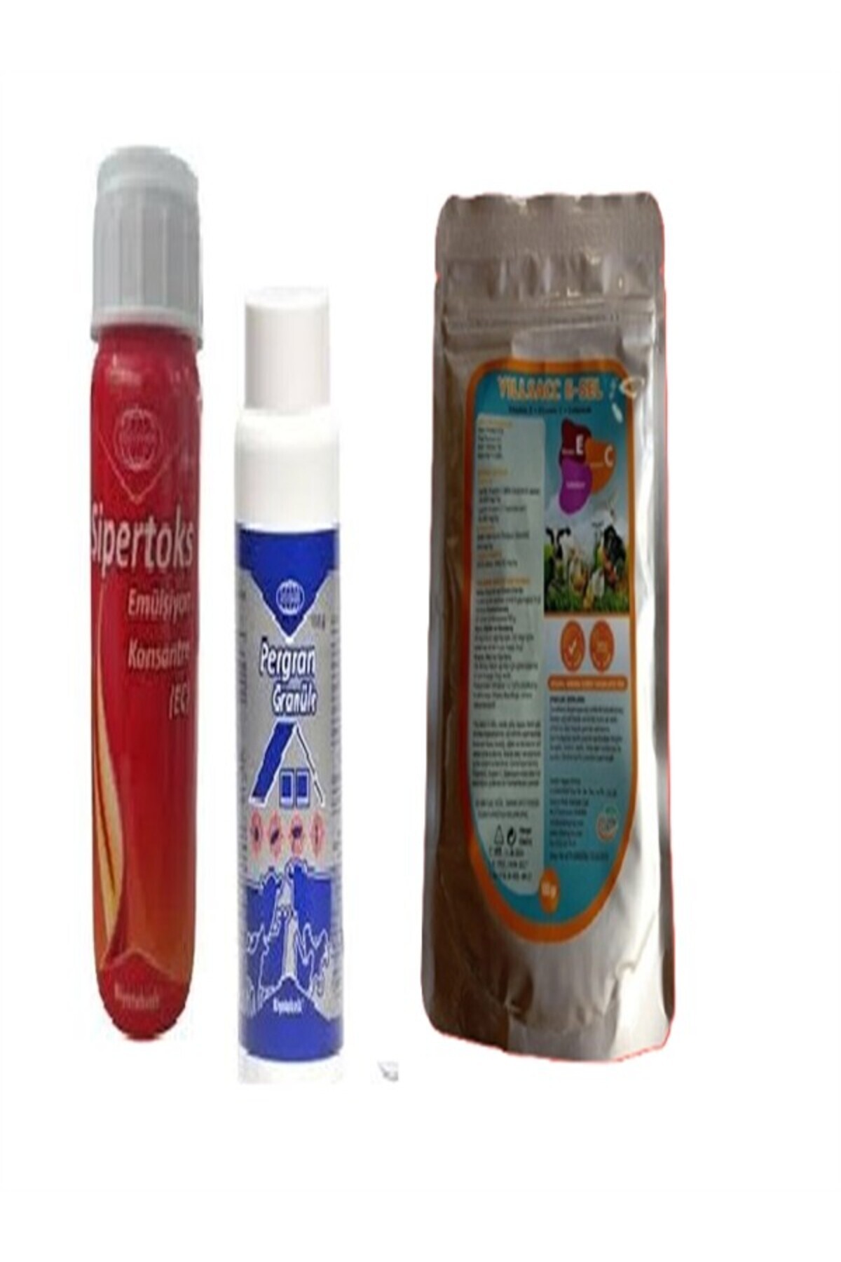 Biyoteknik Kanatlı hayvanlar için 3 'lü set (Sİpertoks 100ml + Pergan 100 gr + Yılsac Esel+c vitamini 100 gr )