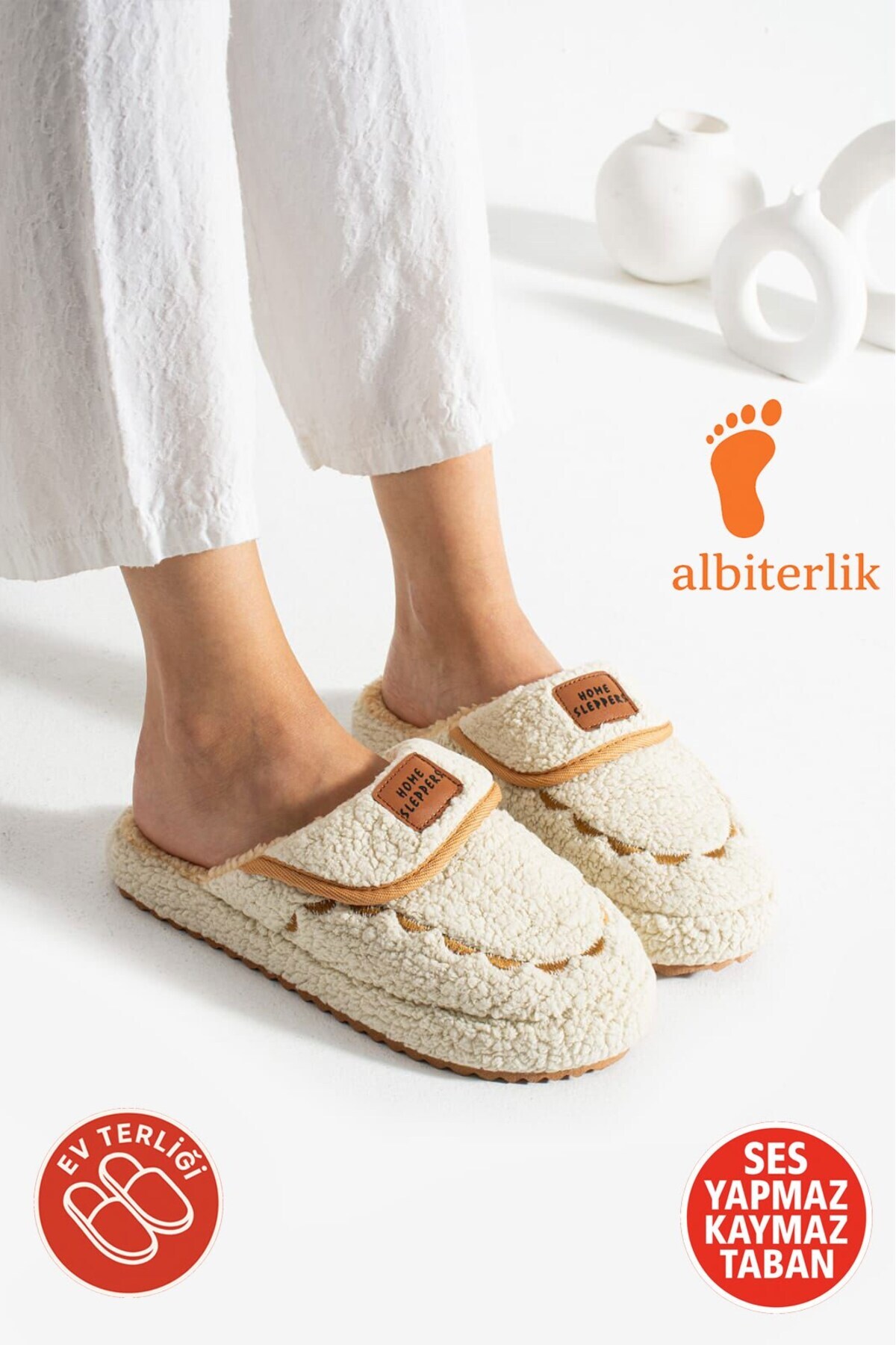 AlbiShoes Kadın Ev Terliği Kaydırmaz Taban Kışlık Kadın Ev Terliği Çeyiz Bohça Terliği Rahat Taban