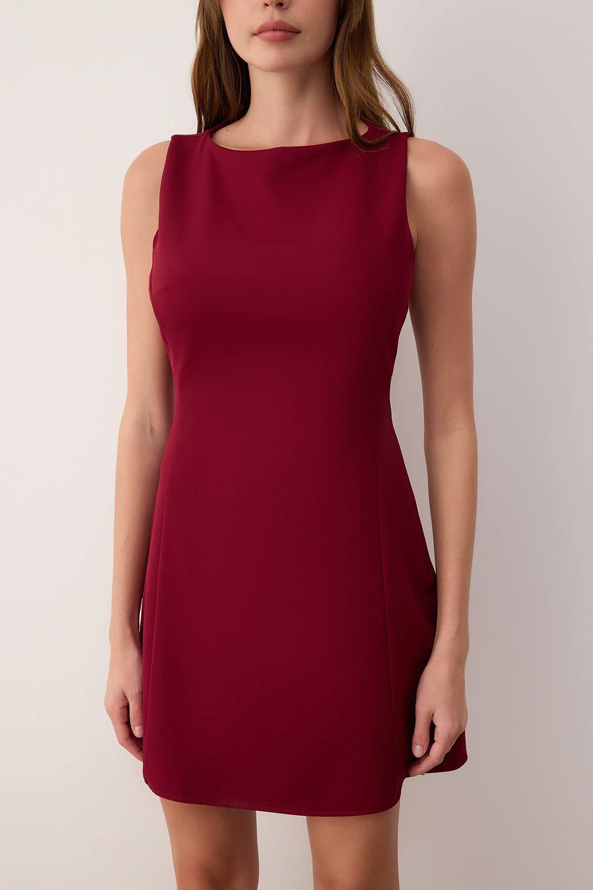 Trendyolmilla  Bordo A-Kesim Mini Dokuma Elbise TWOAW25EL00192 - Görsel 3