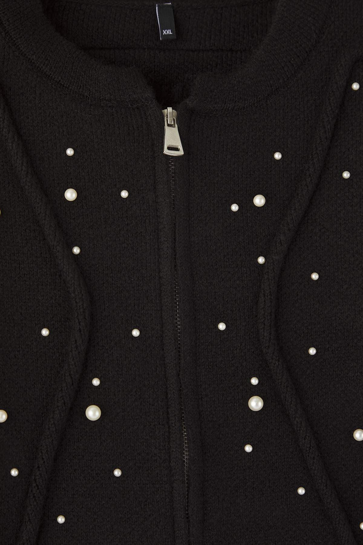 Trendyolmilla  Siyah İncili Ceket Görünümlü Triko Hırka TBBAW26AV00026 - Görsel 6