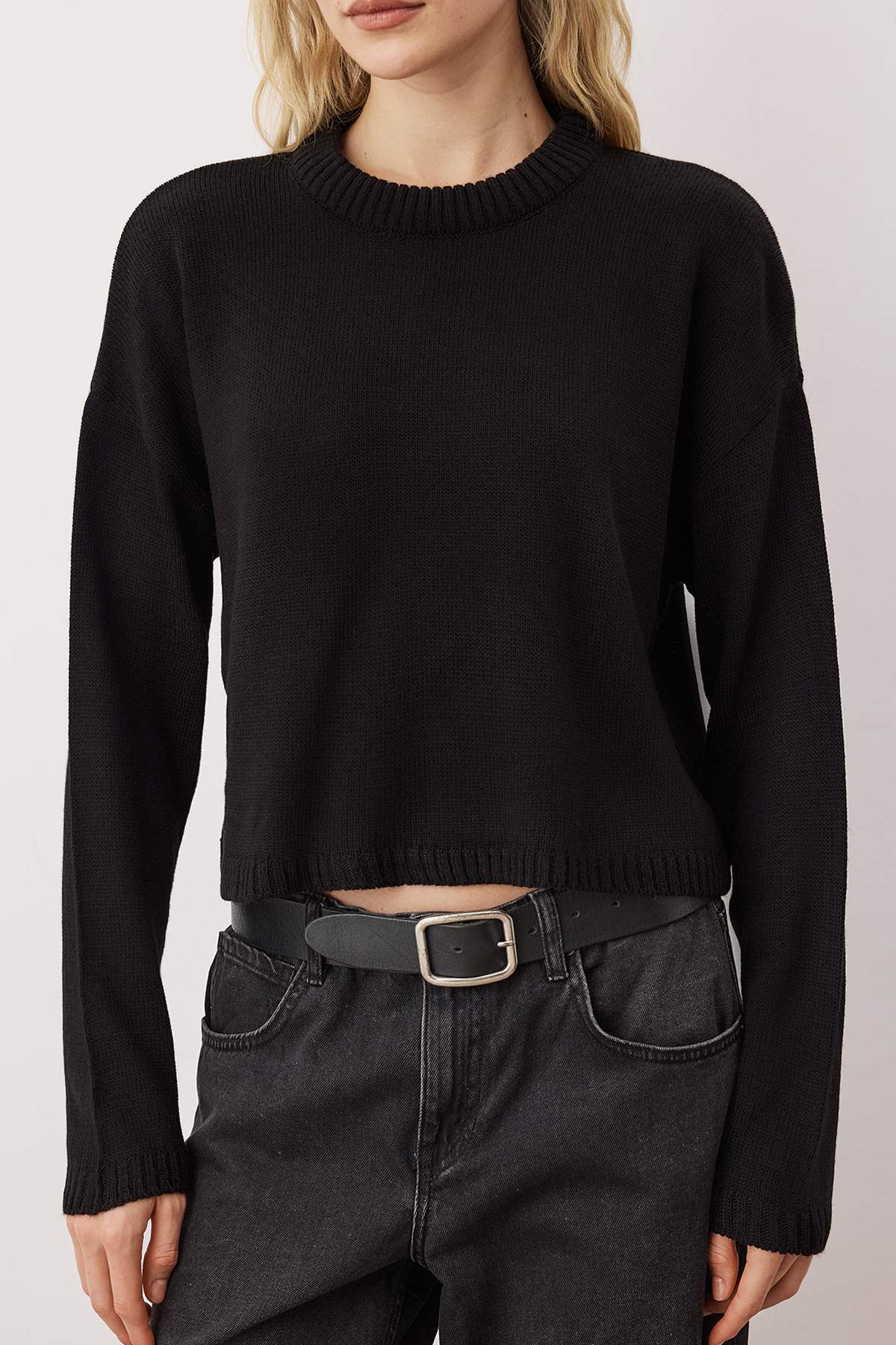 Trendyolmilla  Ekru-Siyah 2'li Basic Paketli Triko Kazak TWOAW26KZ00256 - Görsel 6