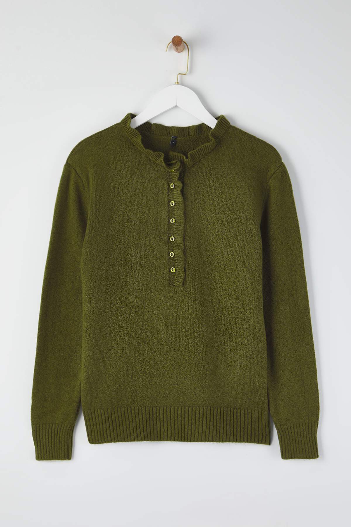 Trendyolmilla  Haki Yaka Detaylı Yumuşak Dokulu Triko Kazak TWOAW26KZ00221 - Görsel 5