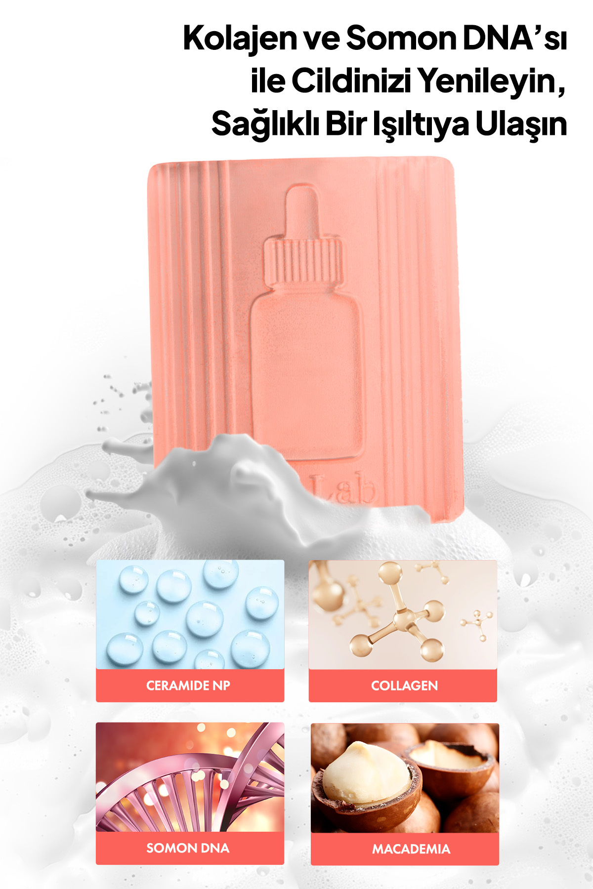 Phlab Collagen Night Kolajen ve Somon DNA'lı Gece Yüz Bakım Barı, Kolajen Sabunu, Porselen Cam Cilt — PCNKS01 — تصویر 2 از 7