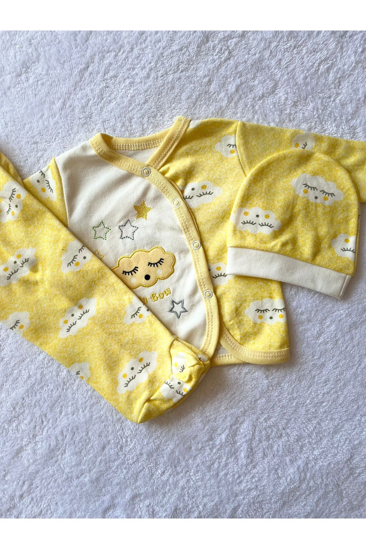 MBK GARDEN Şapkalı 3'lü Bebek Takımı 0-3 Ay,Yenidoğan fotoğrafı 7 (önizleme)