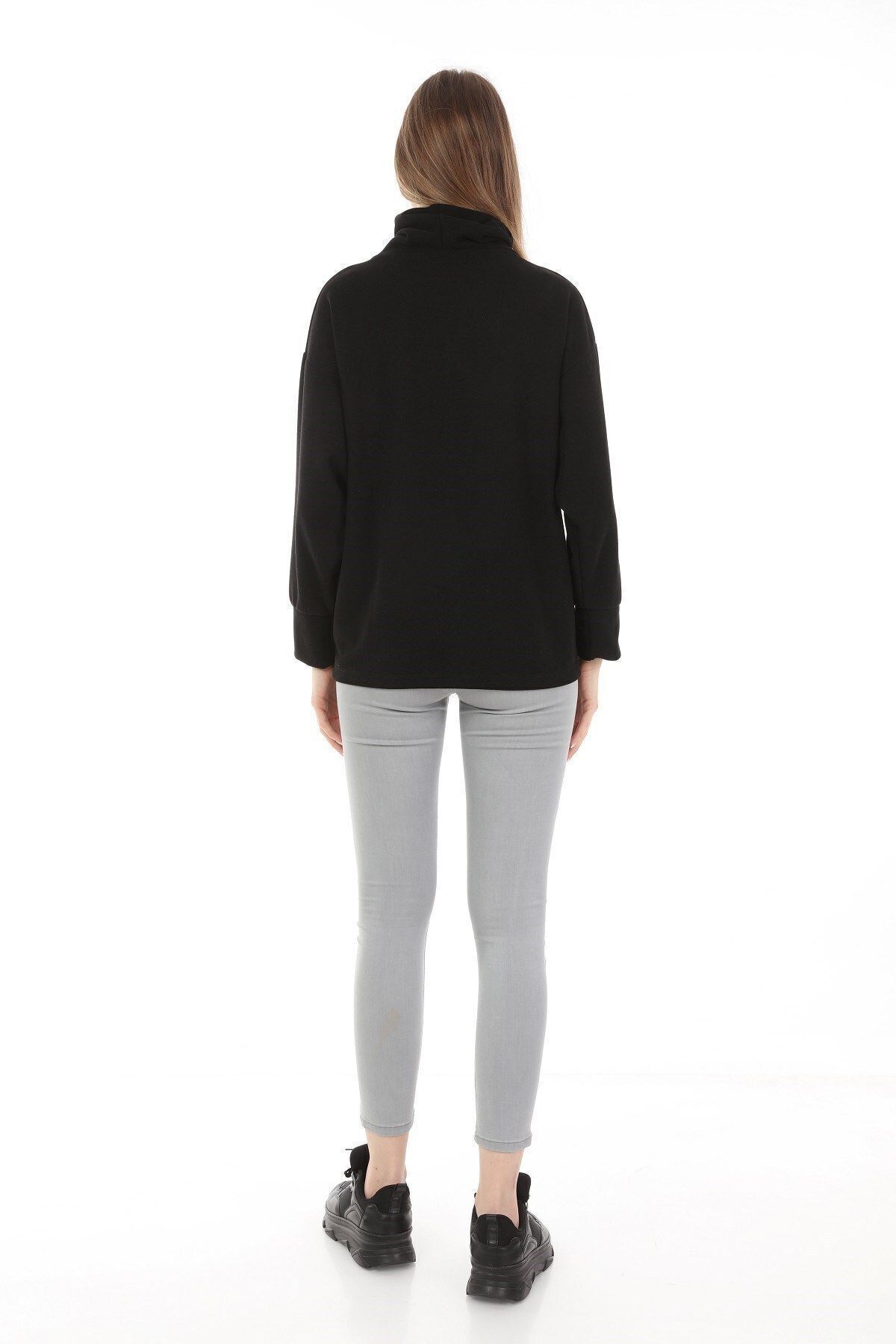 Luvmabelly Myra4280 Fermuarlı Hamile Sweatshirt -siyah görsel 4