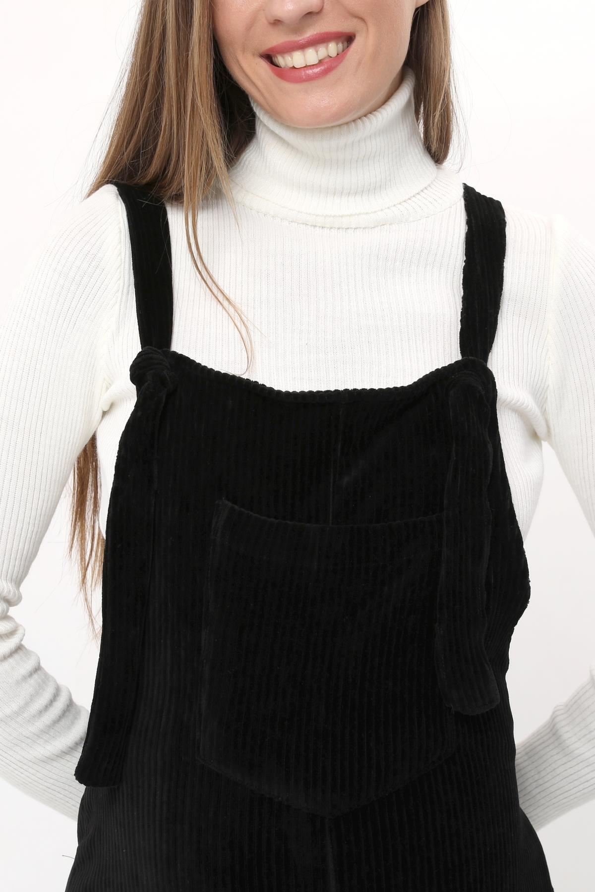 Luvmabelly MYRA6111 - Siyah Kadife Hamile Salopet fotoğrafı 4 (önizleme)