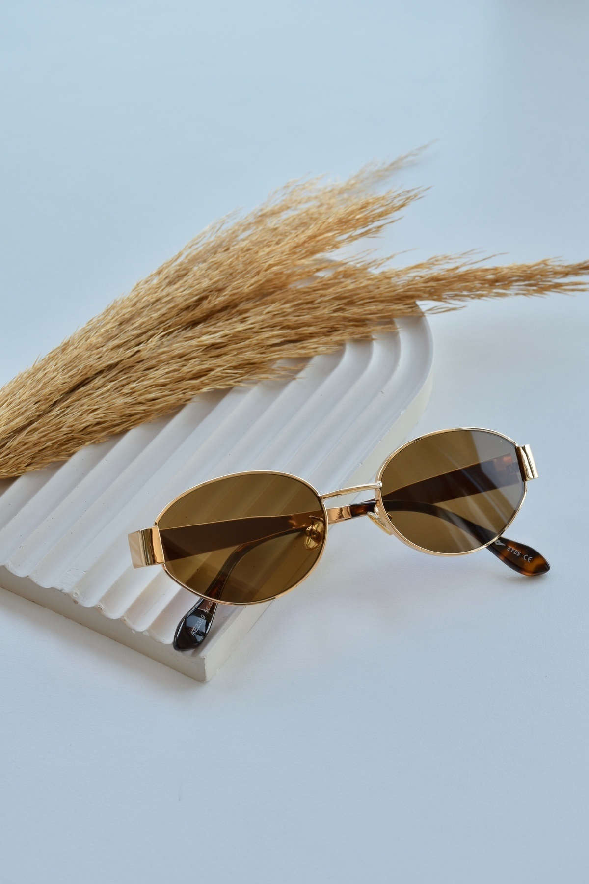 LOOKUP NEW Alev Unisex Kadın Erkek Uv400 Korumalı Oval Kahverengi Gold Leopar NyIon Cam Metal Güneş Gözlüğü