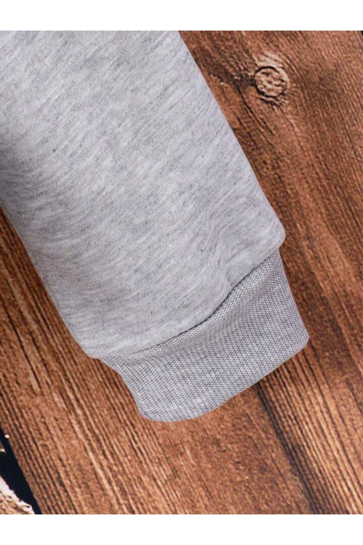 MORNİNG KİDS Kız-Erkek Çocuk Gri Şardonlu Fermuarlı Hırka fotoğrafı 5 (önizleme)