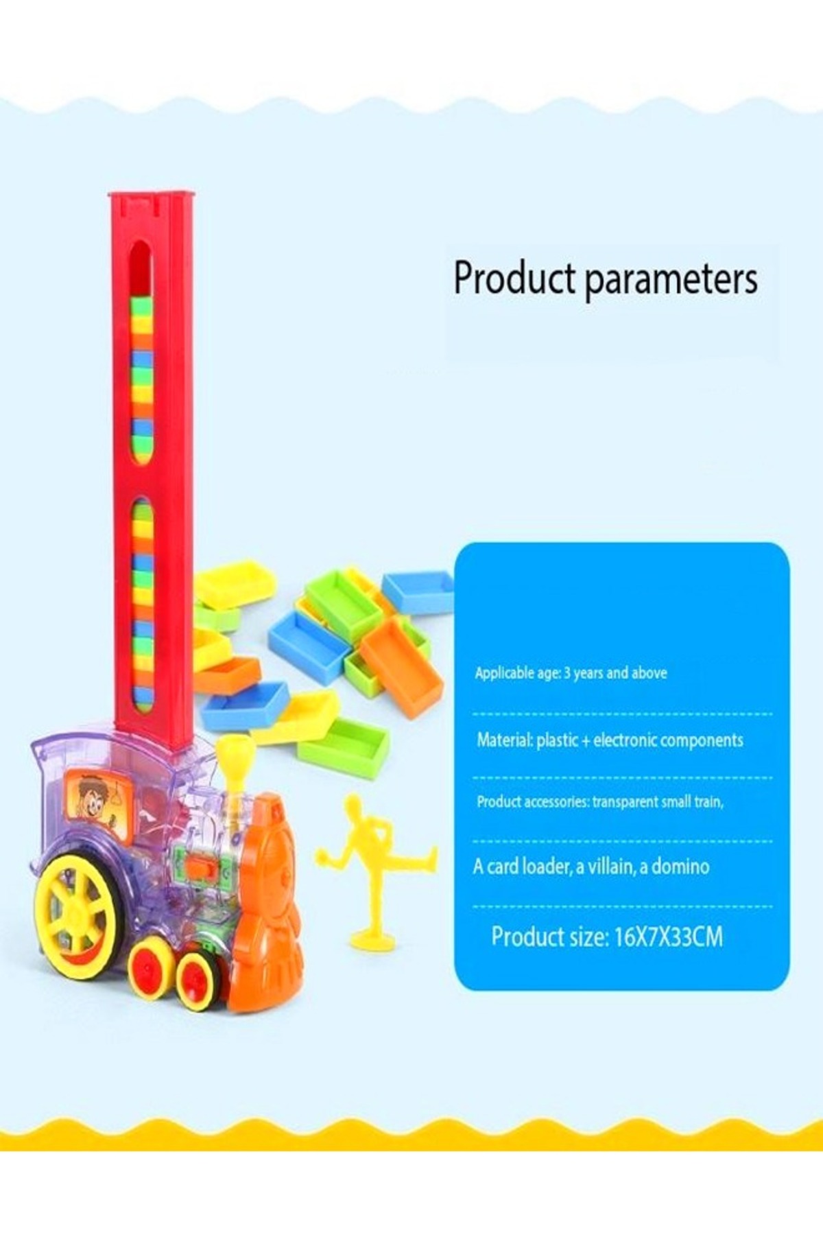 بازی قطار دومینو برقی، مجموعه بلوکهای قطار سرگرمکننده و رنگارنگ، اسباببازی ساختن و چیدن برای کودکان