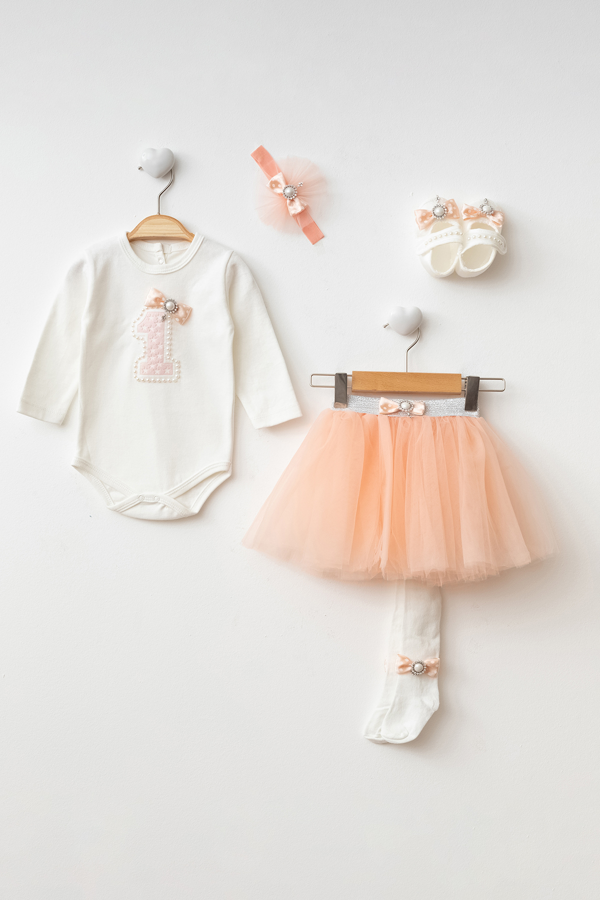 Petite Ponpon Baby Kız Bebek İncili 1 yaş Doğum Günü Parti Kıyafeti Tütü Etek/elbise Set fotoğrafı 2 (önizleme)