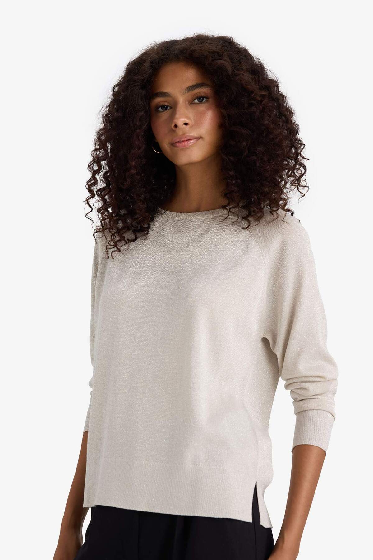DeFacto Regular Fit Bisiklet Yaka Basic Triko Kazak C6818AX24WN görsel 4