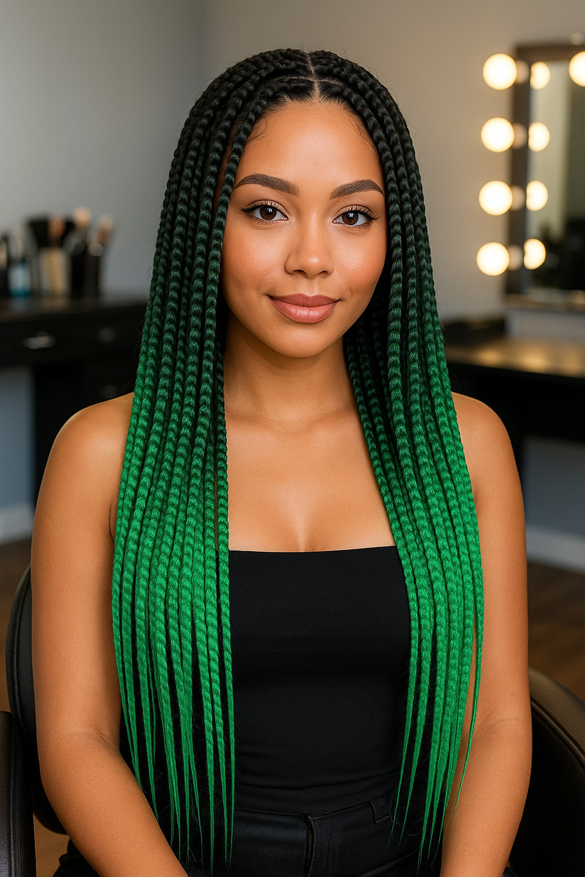 60cm 100gr. African Black Knit Box Braid Two Colors Ombrushed Synthetic Hair