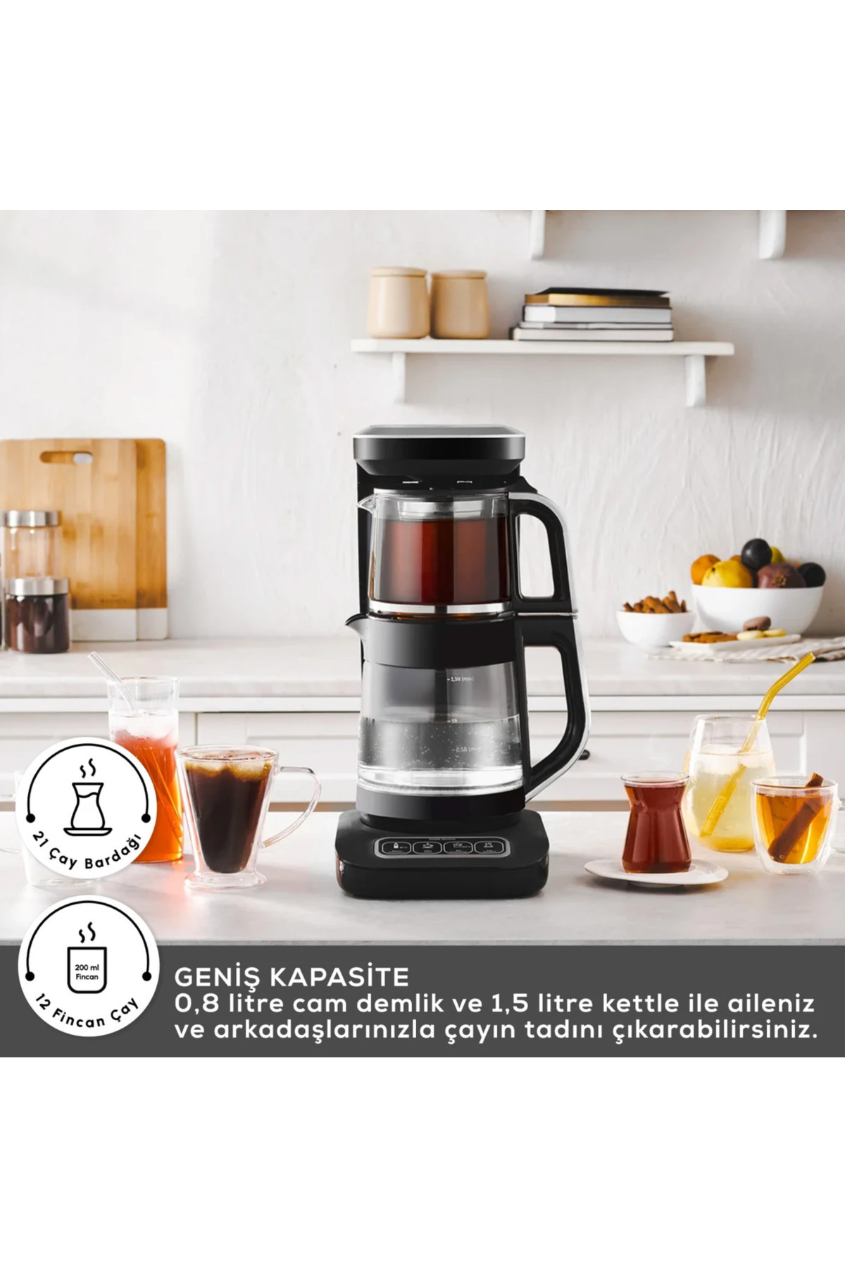 Karaca Çaysever Robotea Pro Connect 4 in 1 Konuşan Otomatik Cam Çay Mama ve Filtre Kahve Makinesi Wİ-Fİ fotoğrafı 7 (önizleme)