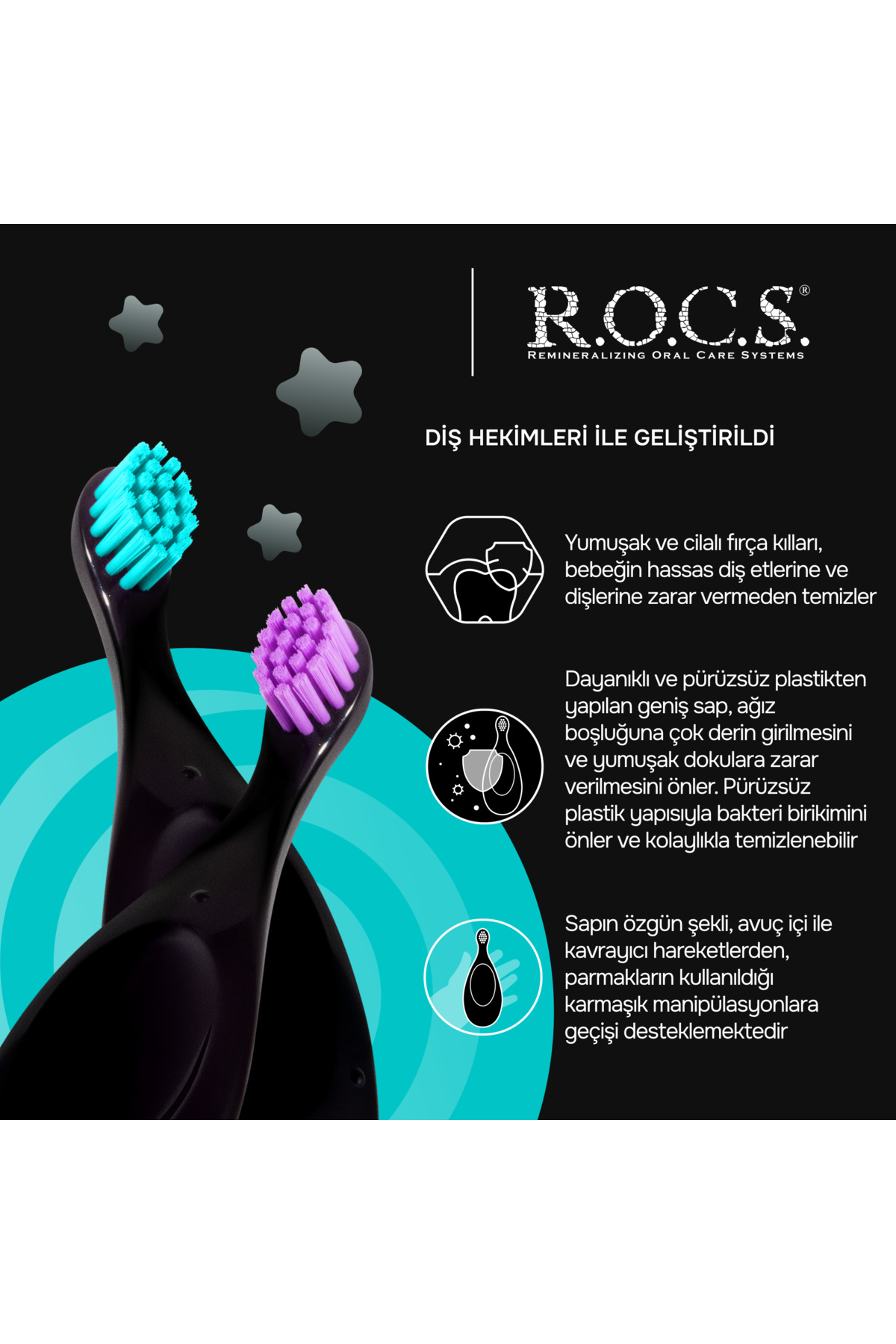 R.O.C.S. Baby Neon 0-3 Yaş Için Ekstra Yumuşak Diş Fırçası - Pembe fotoğrafı 3 (önizleme)