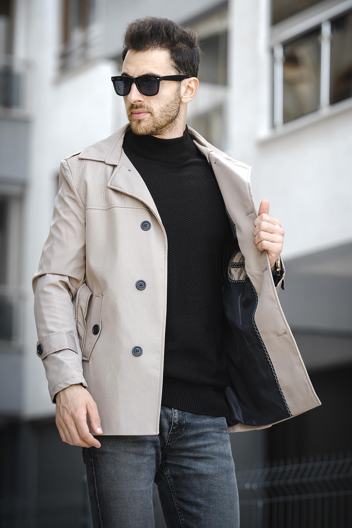 Oksit  Lusaka Su İtici Slim Fit Kemer Detaylı Trençkot - Görsel 3