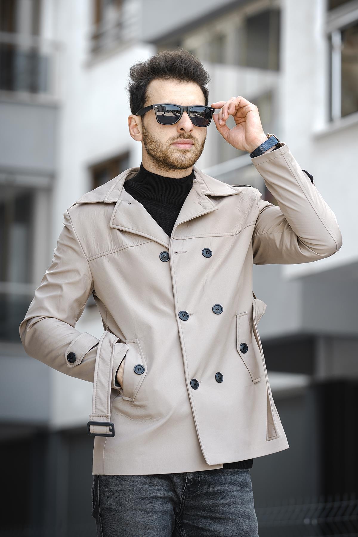 Oksit  Lusaka Su İtici Slim Fit Kemer Detaylı Trençkot - Görsel 4