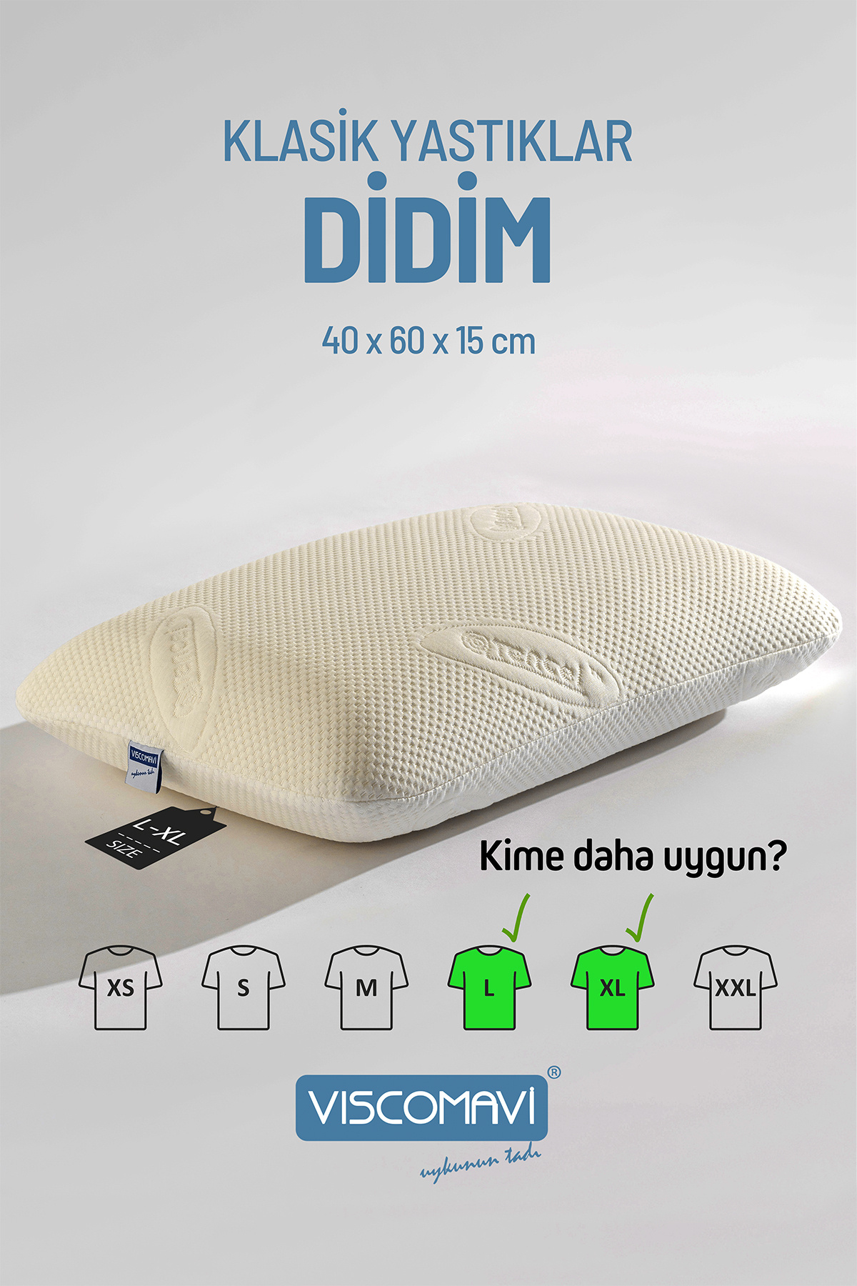 viscomavi Didim Tombul Klasik Visco Yastık