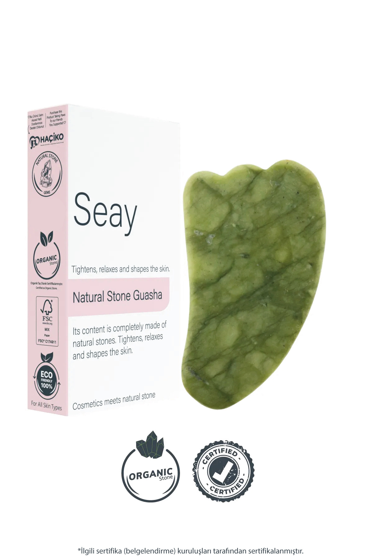 Seay Yeşim Taşı (JADE) Tırtıklı Melek Kanadı Gua Sha Yüz Masaj Aleti Değerli Doğal Taş Sertifikalı