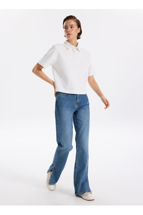 Fabrika Yüksek Bel Normal Paça Straight İndigo Kadın Denim Pantolon F5WL-PNT0190