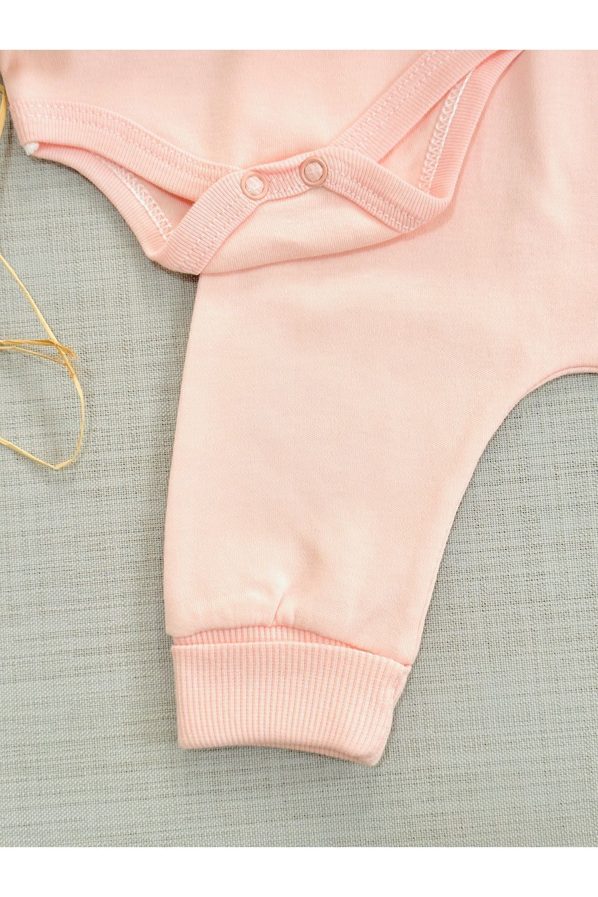 VOY KİDS YENİDOĞAN KIZ BEBEK HEDİYELİK 3 PARÇA TAVŞAN KULAKLI ŞİRİN ZIBIN TAKIMI fotoğrafı 6 (önizleme)