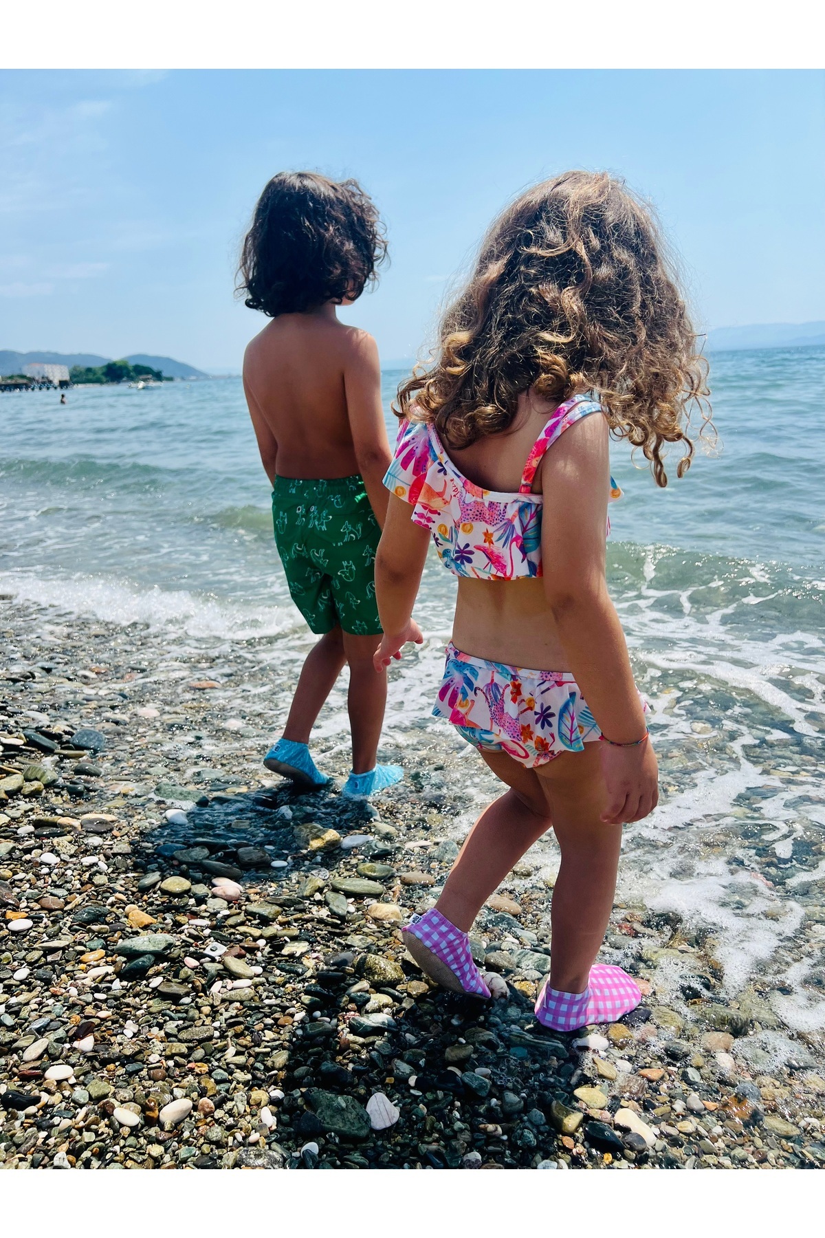 Ella Bonna Kaydırmaz Taban, Unisex Bebek, Çocuk Deniz Ayakkabısı, Havuz Patiği, Pembe Çizgili fotoğrafı 7 (önizleme)