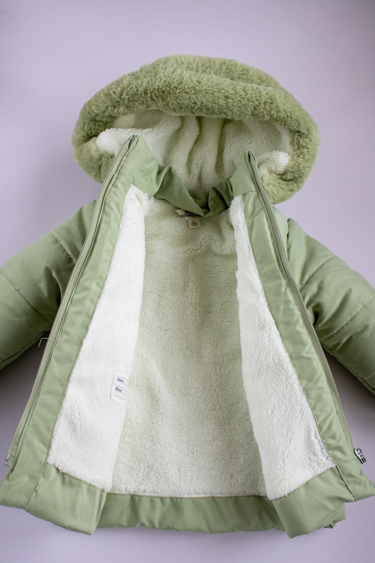 ekozmonot bebek tulumları Unisex Bebek Mont Su Geçirmez İç Kısmı Kalın Welsoft Kapşonlu Kız Çocuk Mont fotoğrafı 5 (önizleme)