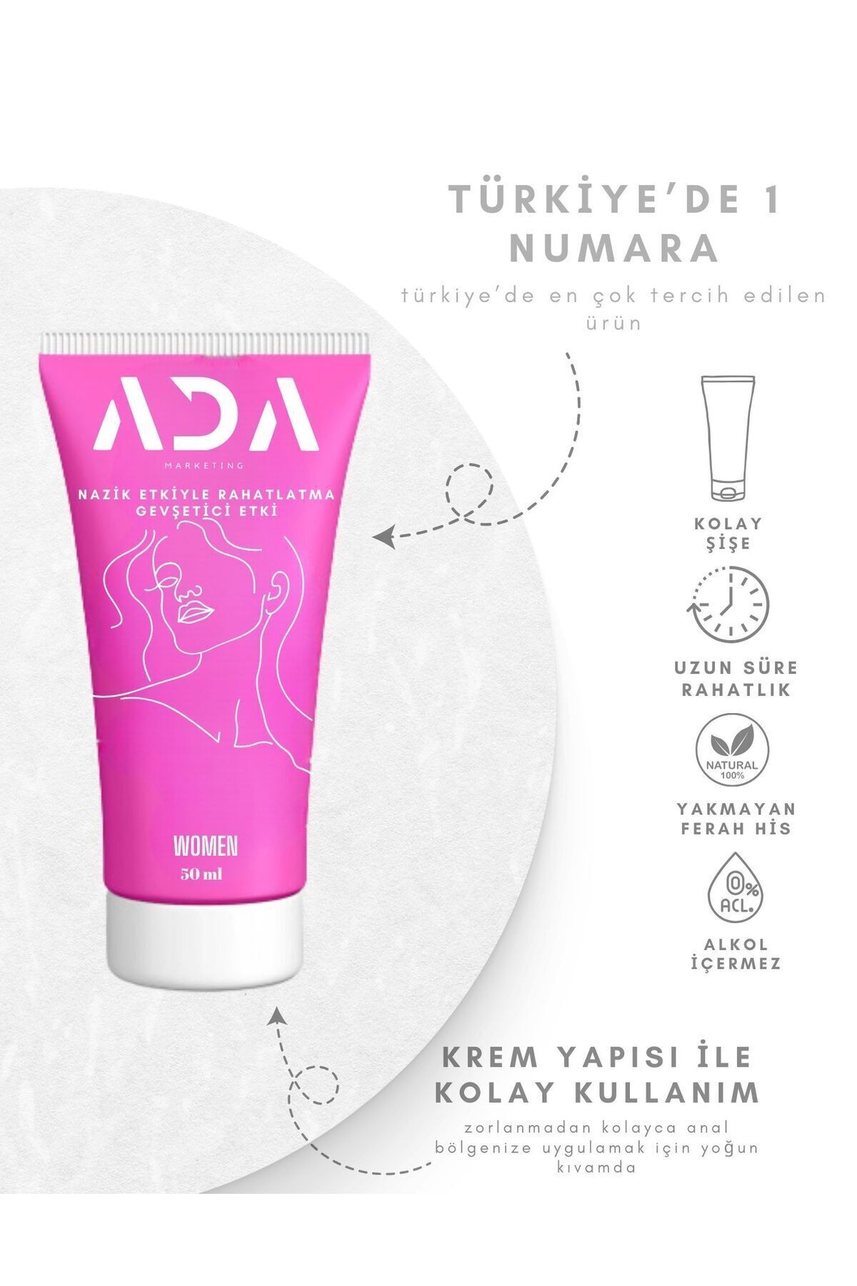 Ada Marketing Kadınlar İçin Anal Kayganlaştırıcı Jel - Rahatlatıcı Krem ve Plug