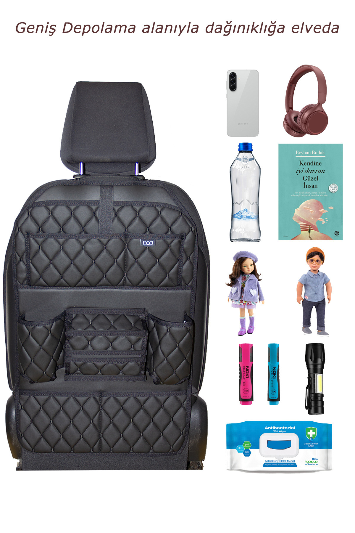 Bod Cunda Oto Koltuk Arkası Koruyucu Eşya Düzenleyici Araç içi Organizer Siyah fotoğrafı 3 (önizleme)