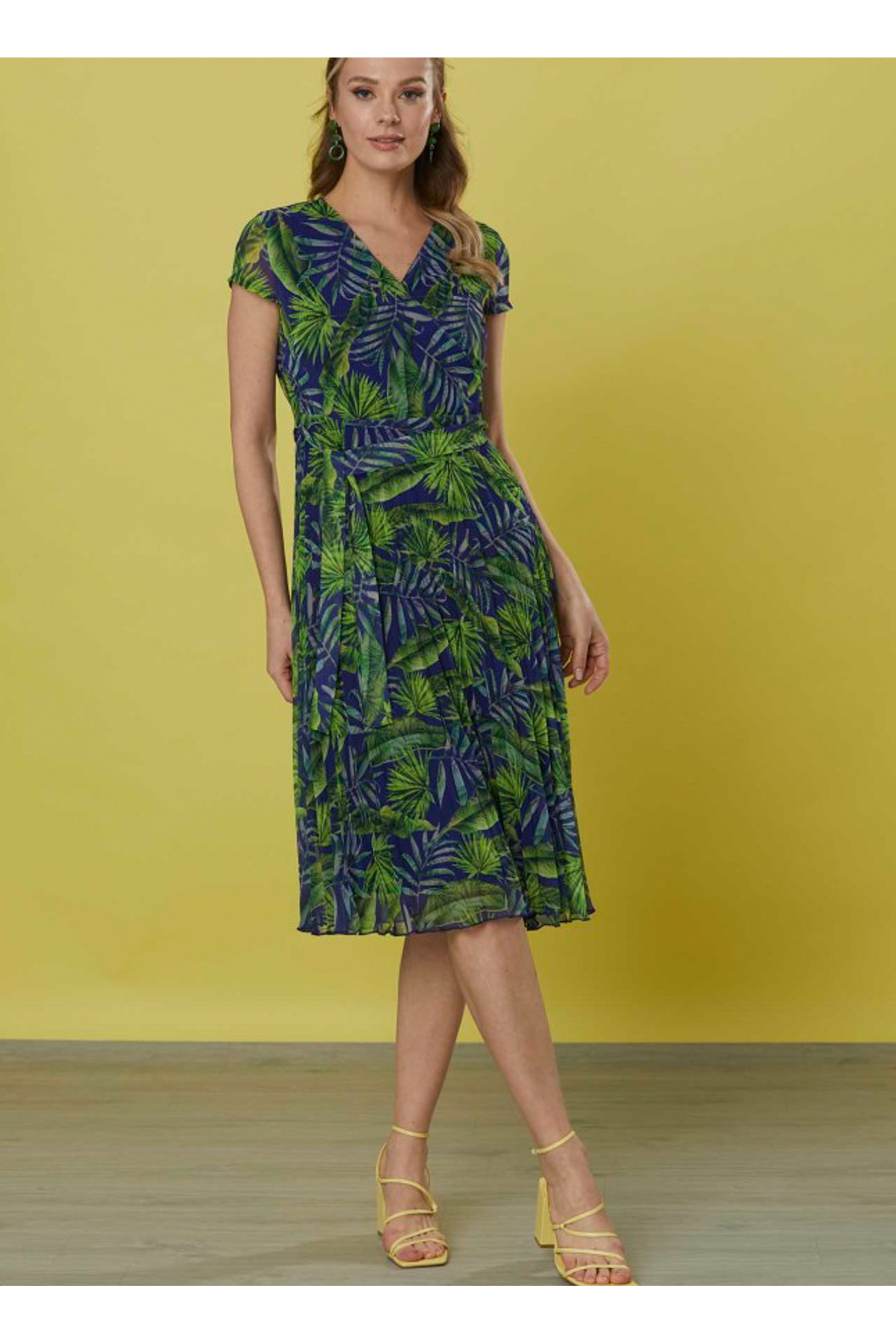Wrap Collar Print Saxe Women's Standard Dress 25YSL7640