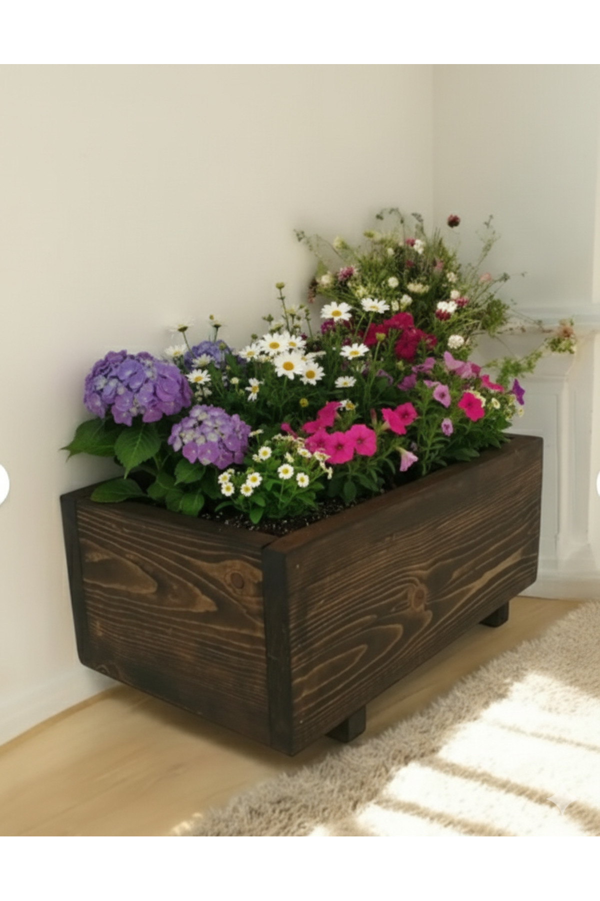 Standing Wooden Flower Pot, Large Flower Pot, Indoor and Outdoor Compatible, Wooden Box Large Size, Extra Deep