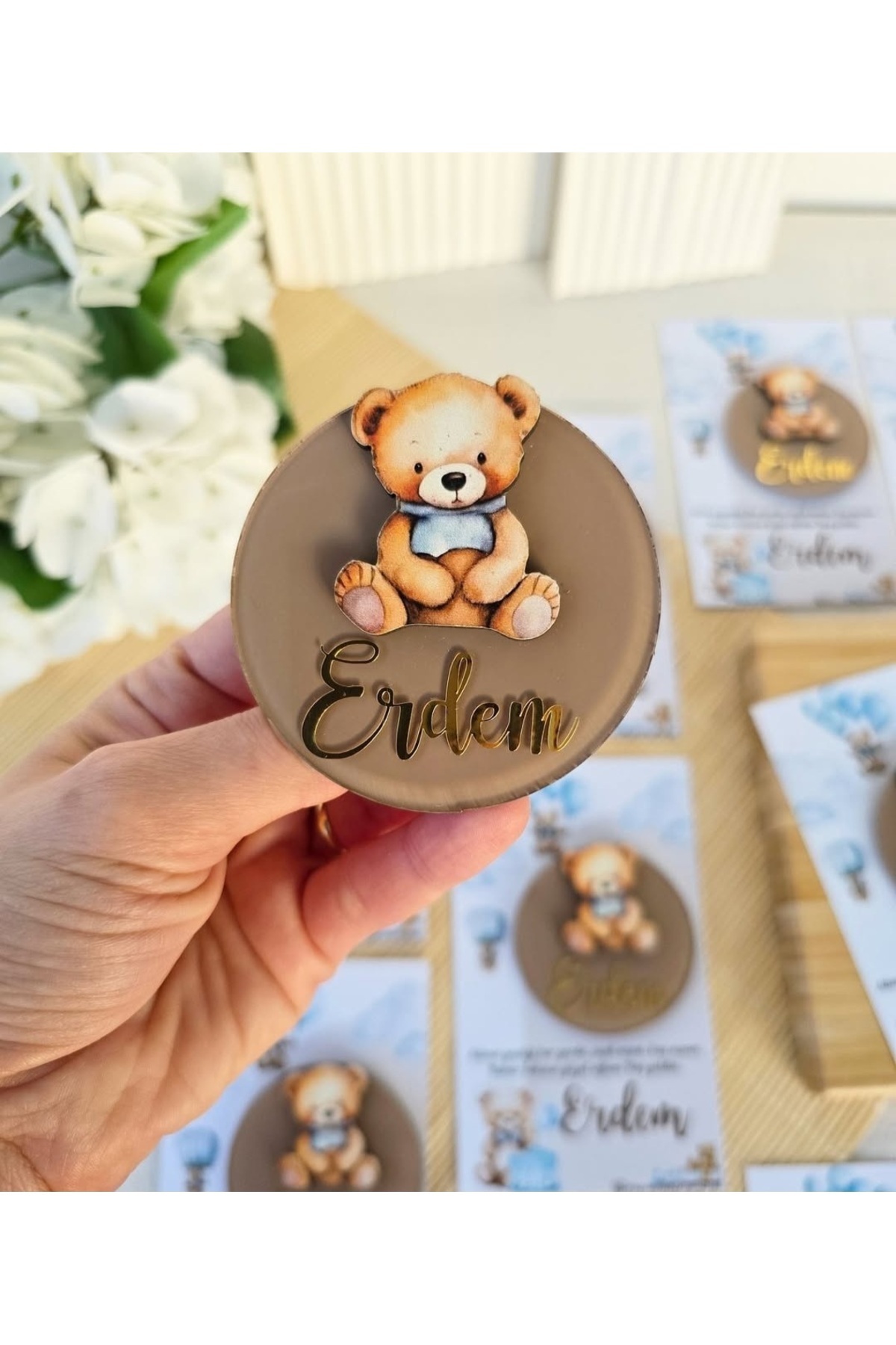 İSİM LAZER Bebek magneti/Yeni doğan bebek magneti/Bebek mevlidi (20 adet jelatinli) fotoğrafı 2 (önizleme)