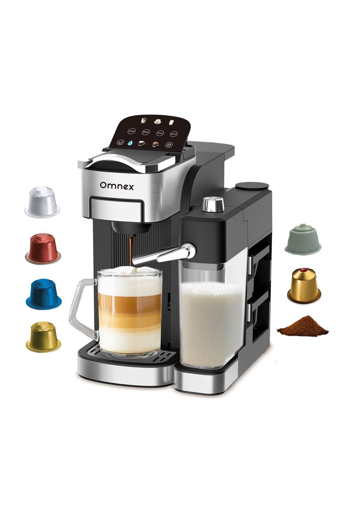 Omnex Ox-Pro2 Espresso Kahve Makinesi 20 Bar Kapsül & Öğütülmüş Kahve, Süt Köpürtücü Latte Cappuccino