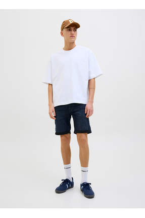 Jack & Jones Koyu Mavi Erkek Normal Bel Standart Kalıp Denim Şort JJIRICK JJF...