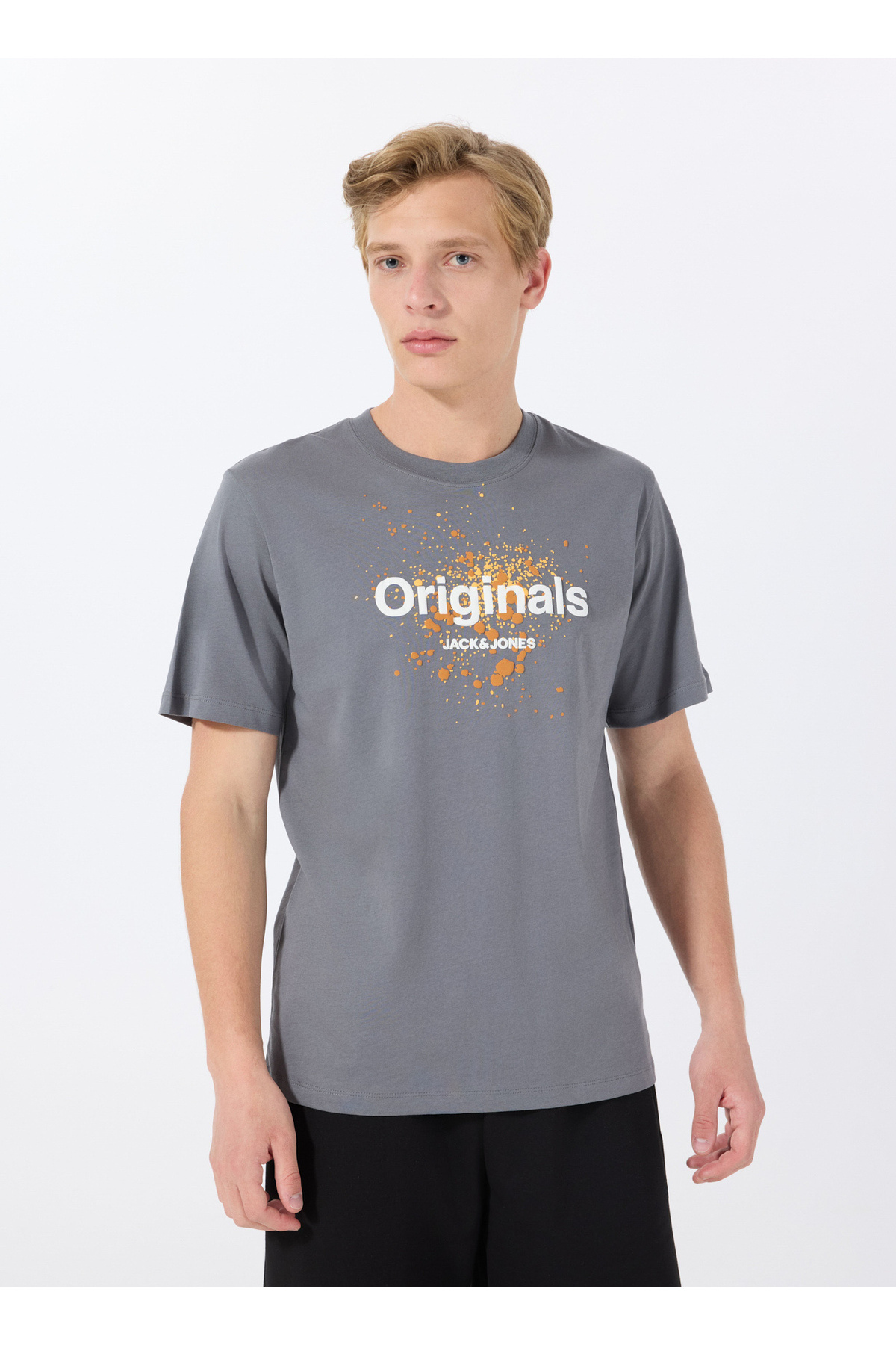 جک اند جونز تی شرت مردانه دودی یقه گرد 12288515_JORSPLASH TEE SS CREW NECK
