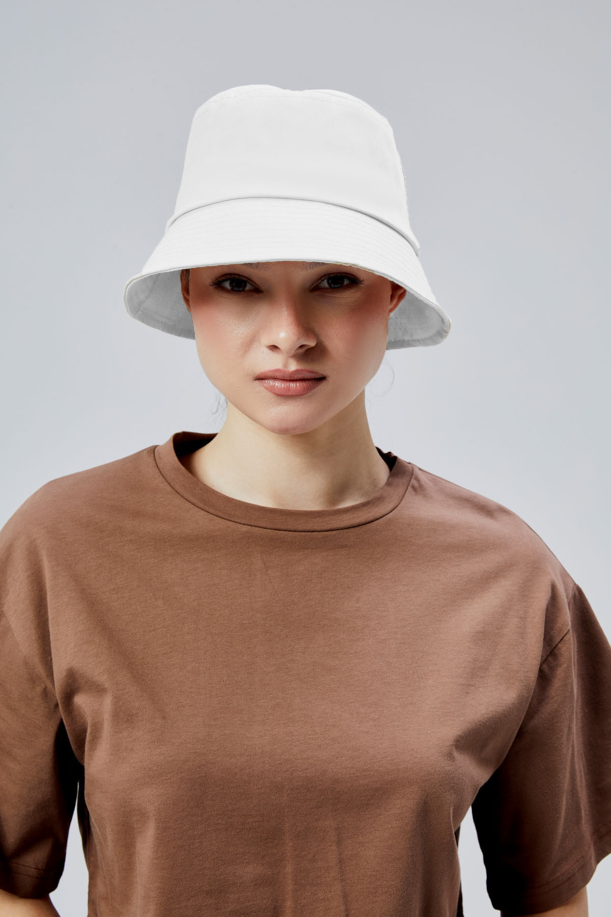 derikem Yazlık Kumaş Kova Şapka, Erkek Kadın Düz Balıkçı Bucket Şapka, Unisex Beyaz görsel 2
