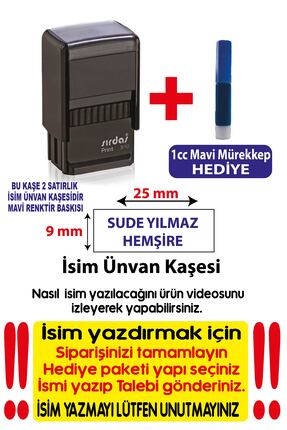 cabuk baskı Sırdaş Öğretmen Hemşire, Isim Kaşesi Mavi Mürekkepli, 1cc Mavi Ka...