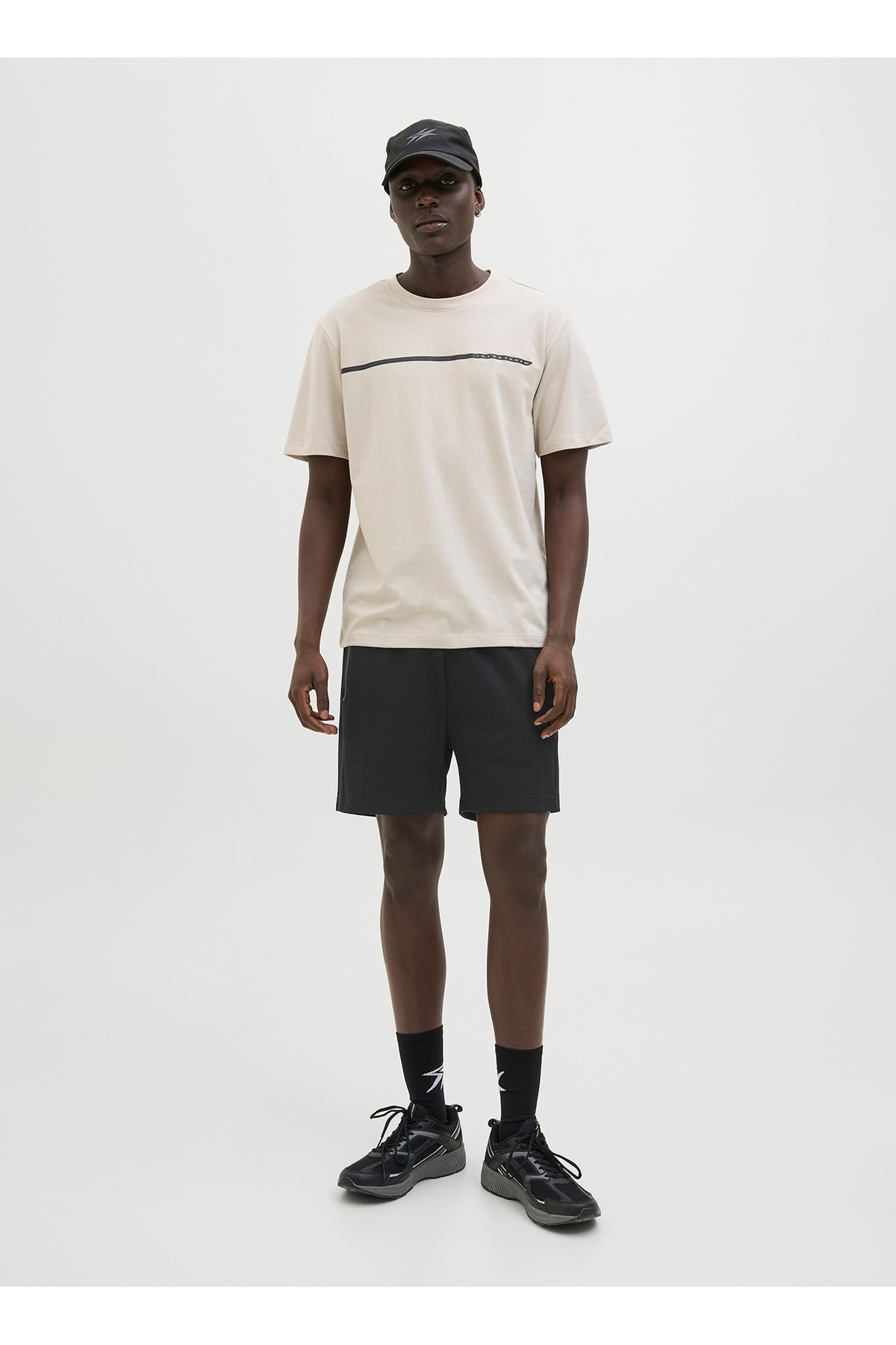 جک اند جونز شلوارک معمولی مردانه مشکی 12273304_JPSTGORDON FUSION SWEAT SH
