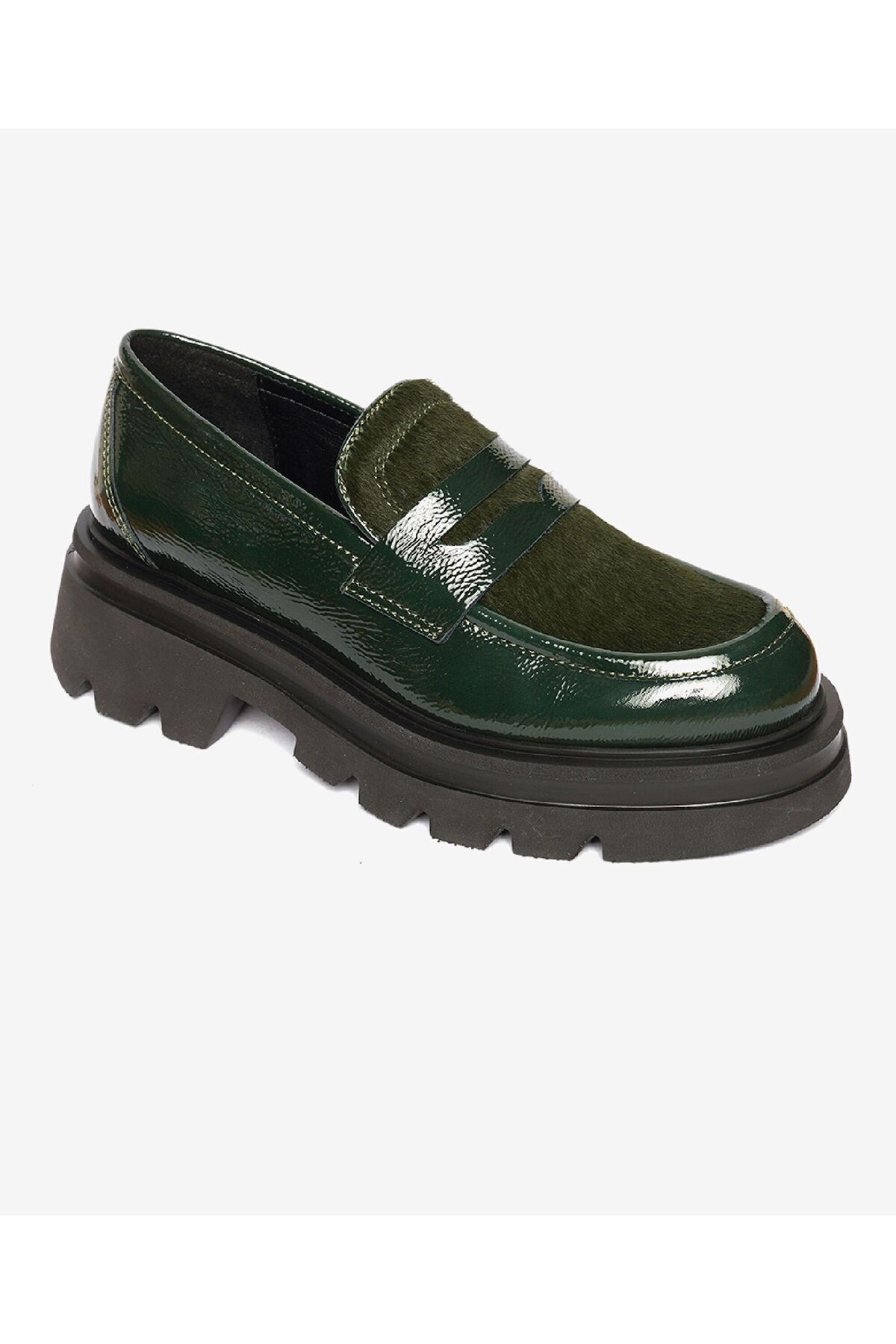 Greyder  Kadın Yeşil Rugan Hakiki Deri Loafer Ayakkabı 4K2WA59116 - Görsel 2