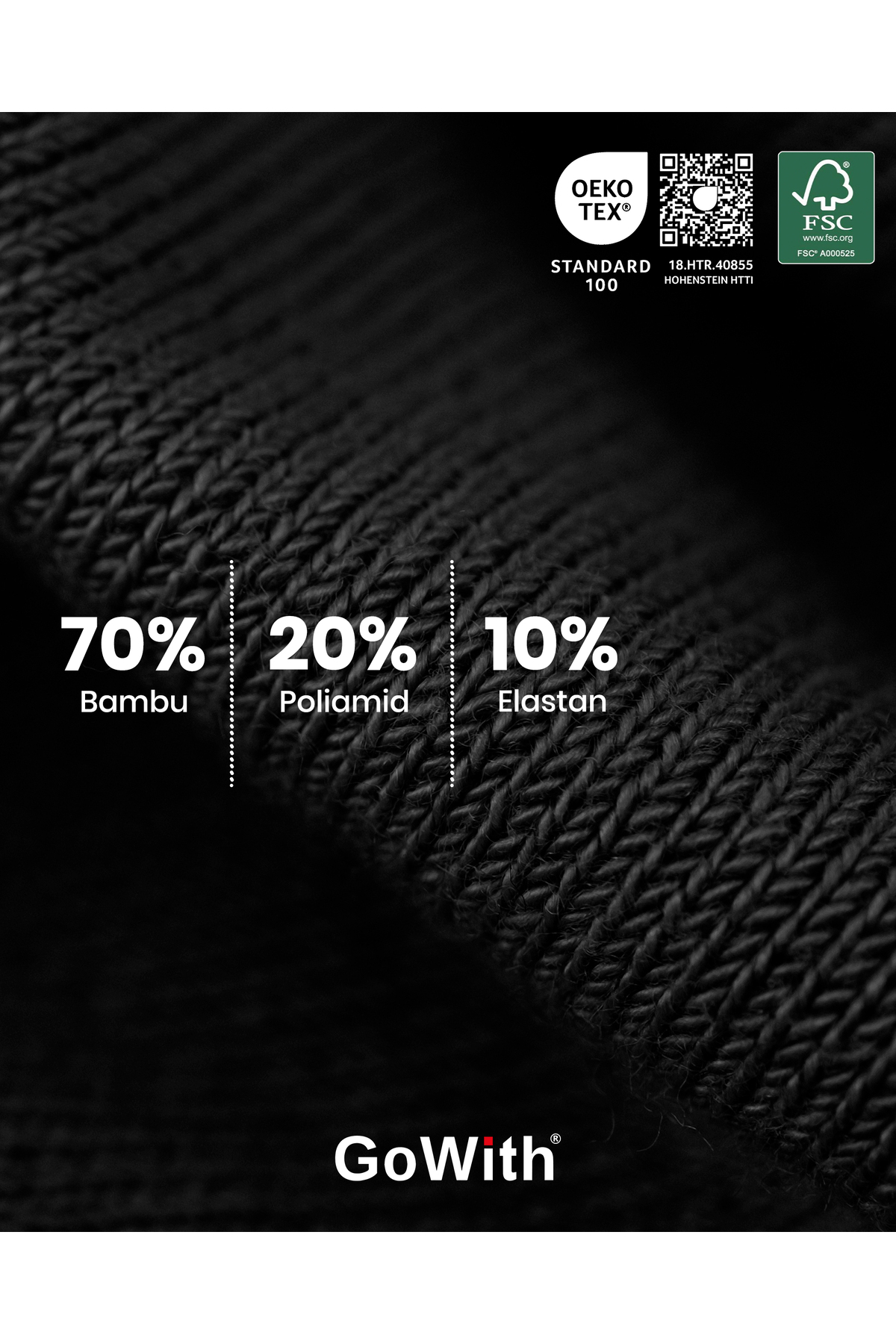 GoWith Bambu Mor Renkli Dikişsiz Diz Boyu 15-20 Mm Hg Basınçlı Kompresyon Erkek Kadın Çorap 3590 görsel 7