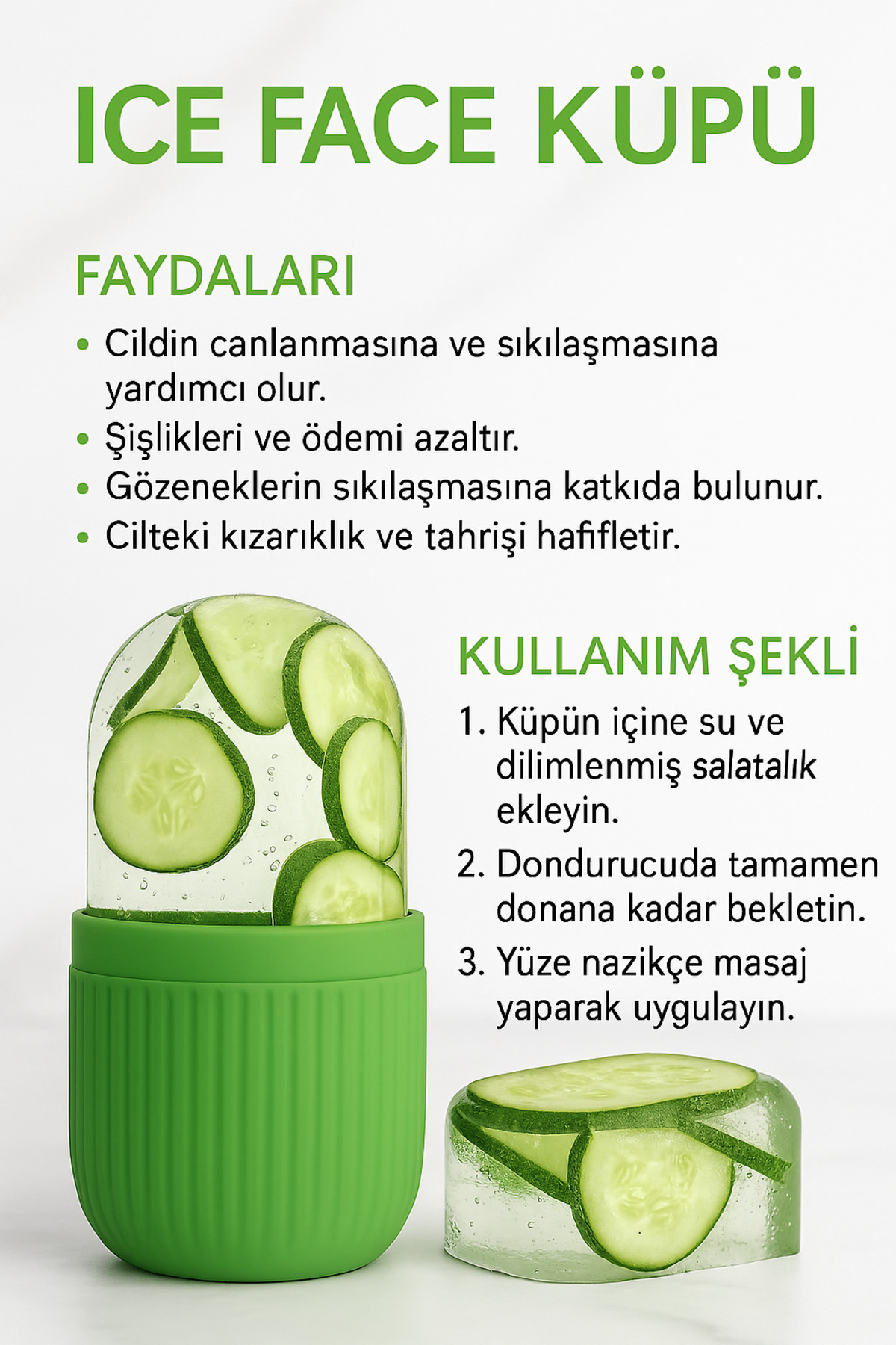 Amentes YENİ Buz Küpü Yüz, Gözler ve Boyun Masajı Cilt Bakımı, Göz Torbalarını Giderme Silikon Buz Kalıbı