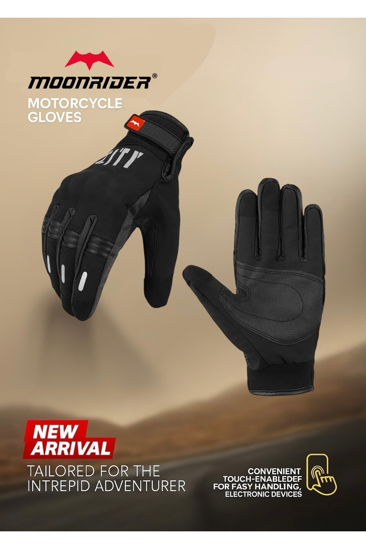 Moonrider Motosiklet Eldiveni Korumalı Dokunmatik Özellikli Reflektörlü Motor Eldiveni Nx-4