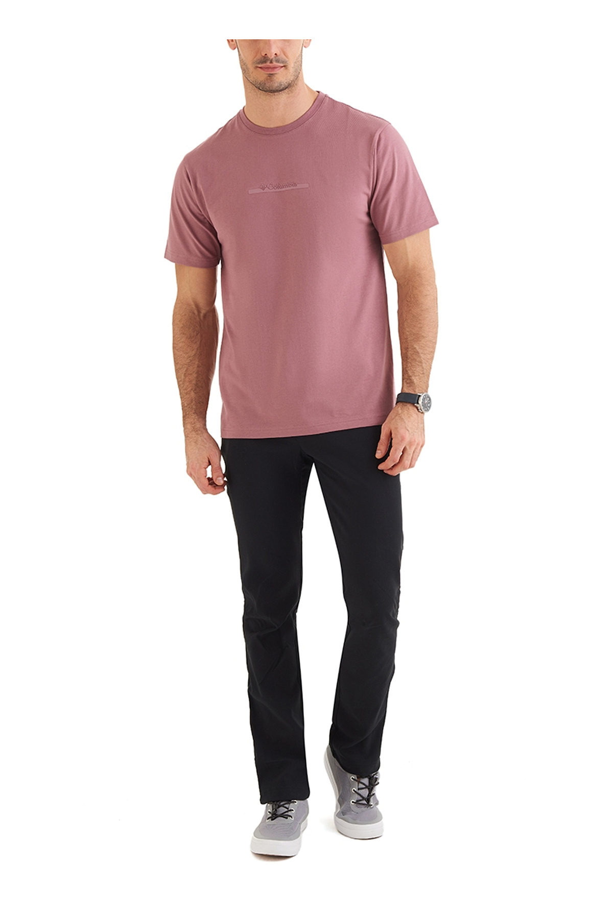 کلمبیا تی شرت مردانه یقه گرد قرمز مدل ۹۱۲۰۱۸۰۶۰۹_CS0121 CSC BAR SPLIT