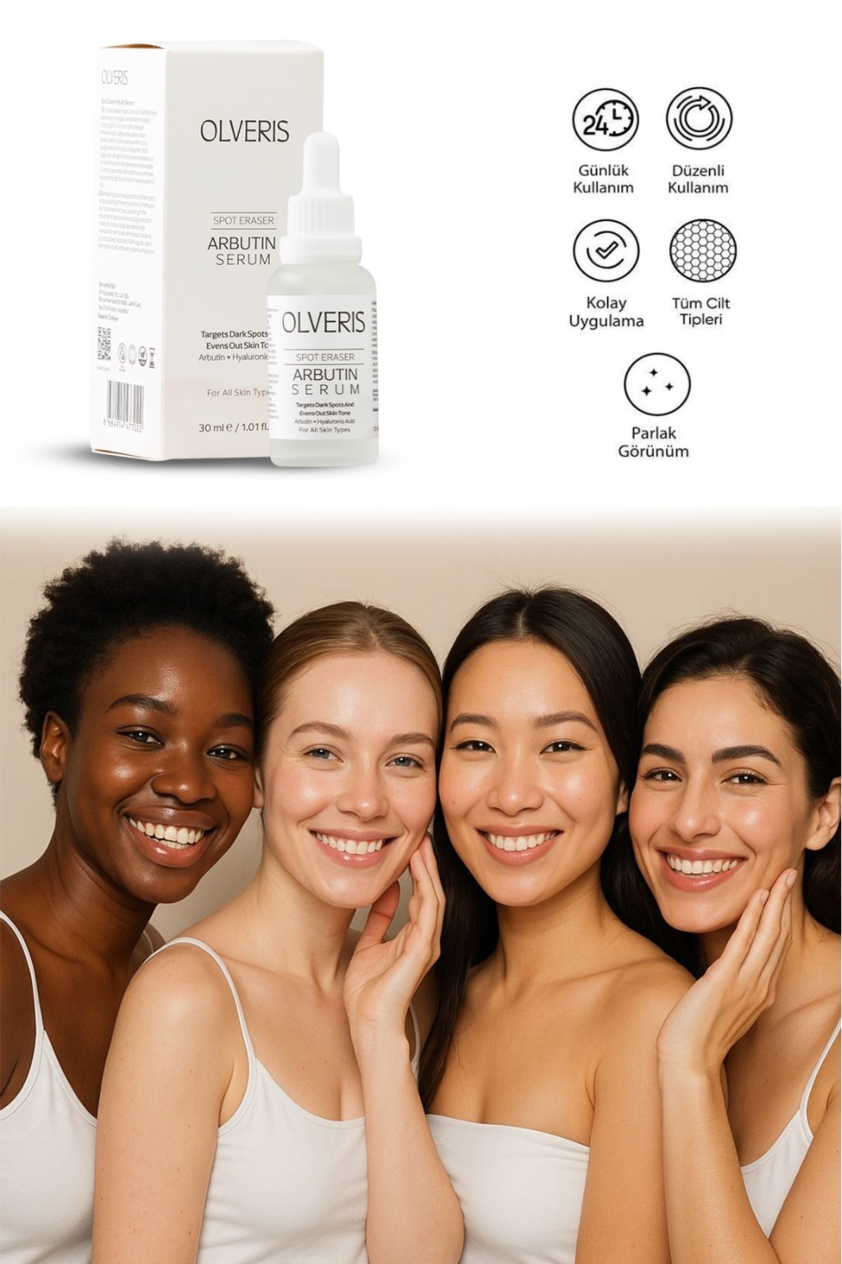 Leke Karşıtı Ve Cilt Tonu Eşitleyici Arbutin Serum 30 Ml (Arbutin&Hyaluronic Acid) — 3669 — تصویر 4 از 7
