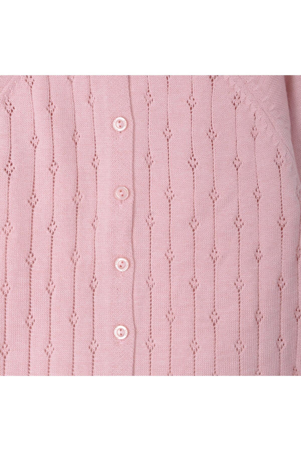 Minora Triko Kız Bebek-Çocuk Yol Ajur Hırka 6-24 AY Pudra fotoğrafı 3 (önizleme)