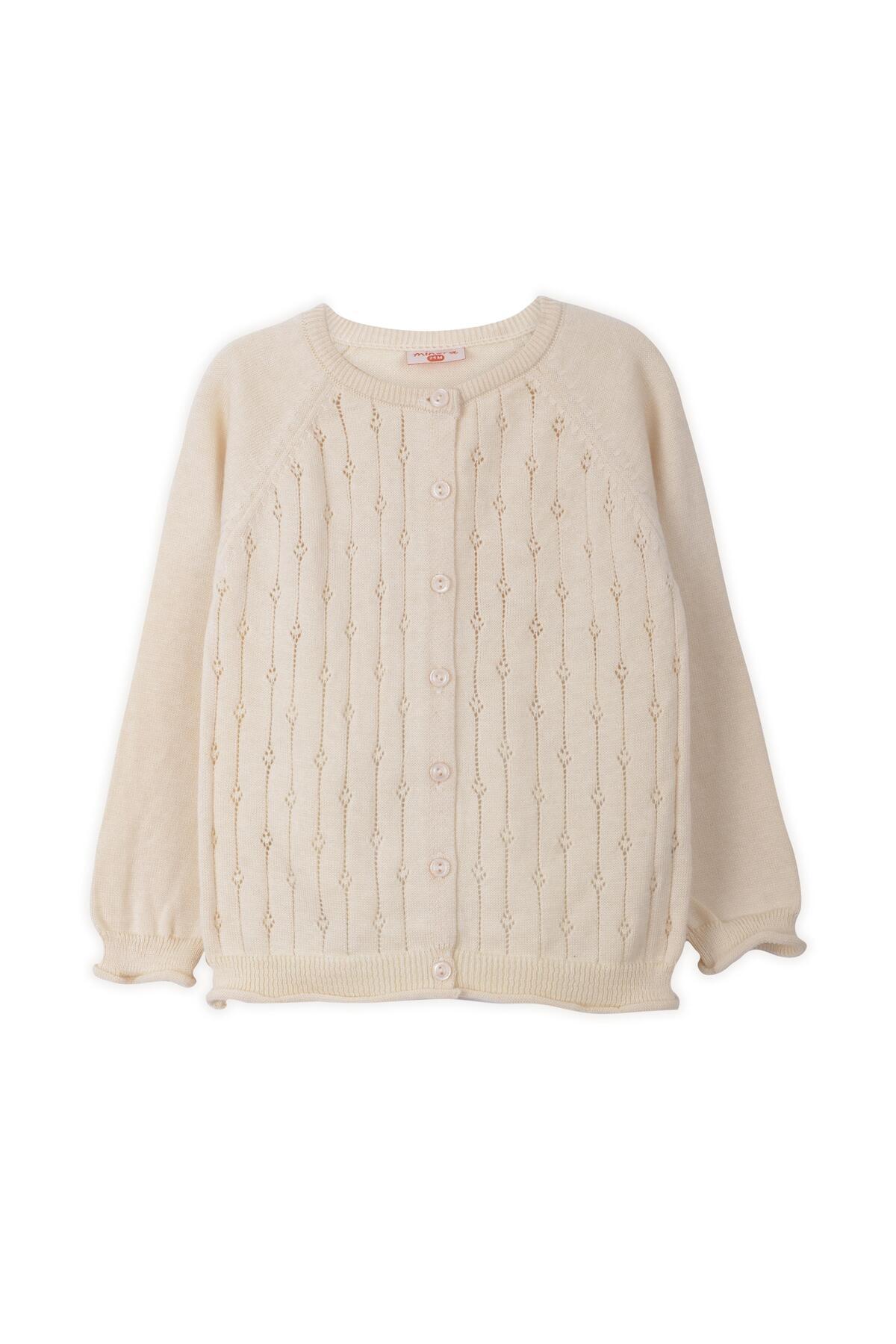 Minora Triko Kız Bebek-Çocuk Yol Ajur Hırka 6-24 AY Bej fotoğrafı 2 (önizleme)